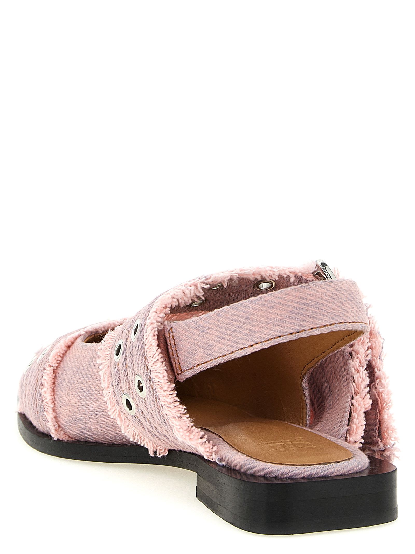 Ganni 'Feminine Buckle Fringed Denim' Slingback Size US 6 / IT 36 - 3 Thumbnail