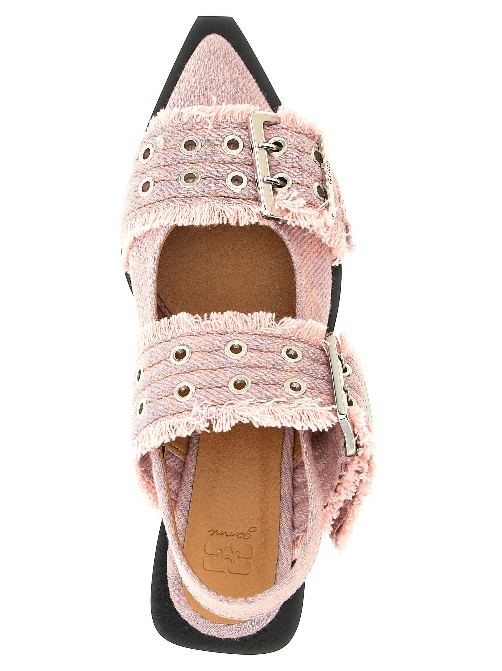 Ganni 'Feminine Buckle Fringed Denim' Slingback Size US 11 / IT 41 - 4 Thumbnail