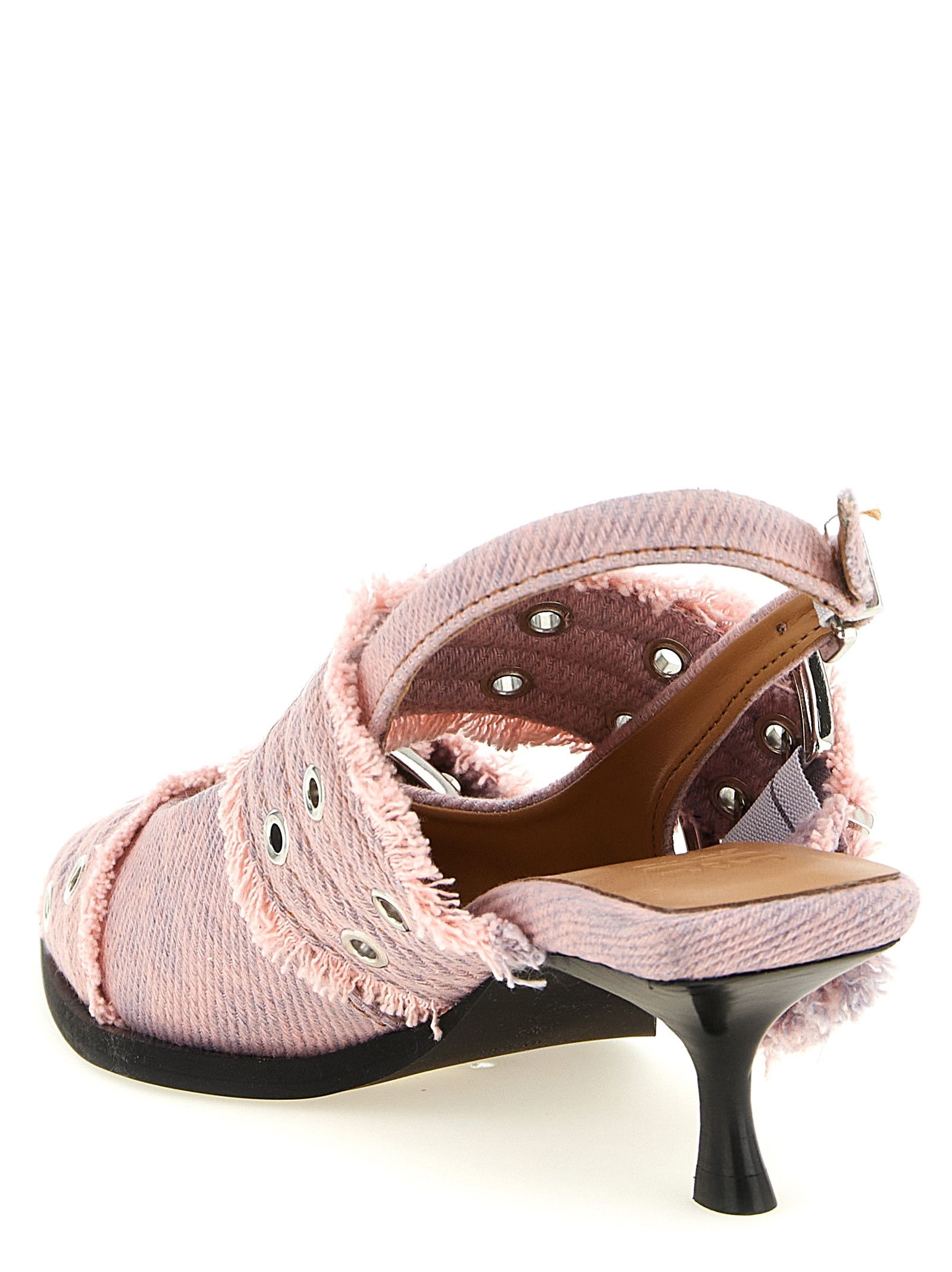 Ganni 'Feminine Buckle Fringed Denim' Slingback Size US 10 / IT 40 - 3 Thumbnail