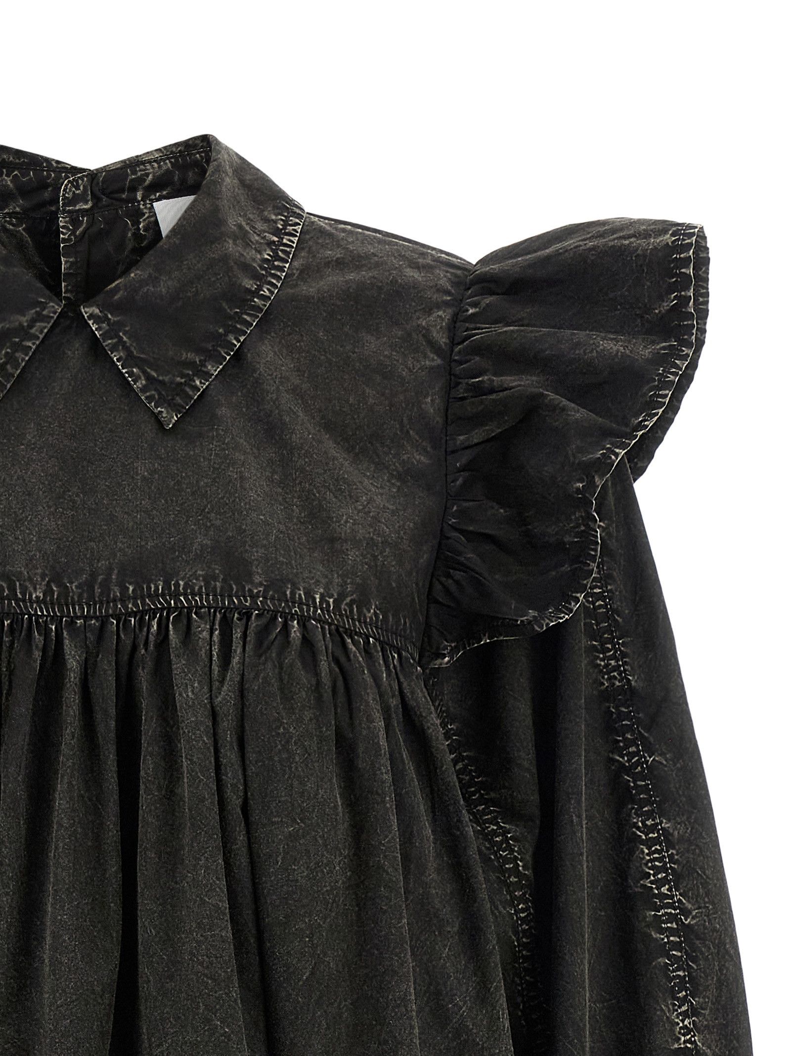 Ganni 'Black Washed Mini Shirt' Dress Size XXS / US 00 / IT 34 - 3 Thumbnail