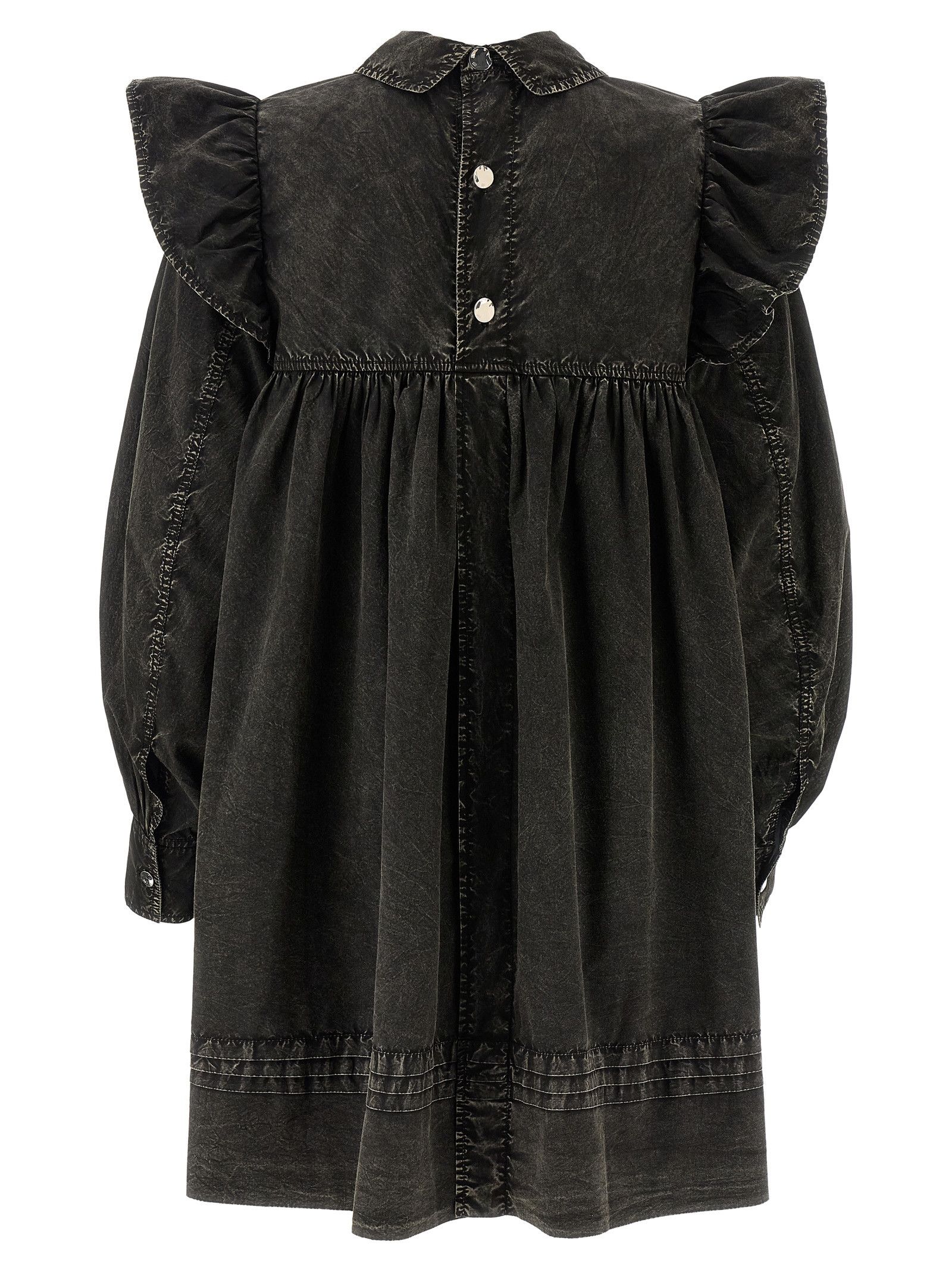 Ganni 'Black Washed Mini Shirt' Dress Size XXS / US 00 / IT 34 - 2 Thumbnail