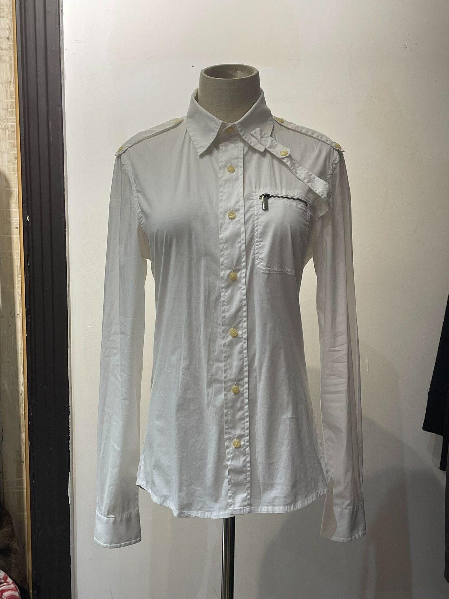 Jean Paul Gaultier Jean Paul Gaultier Military Style White Shirt Size US L / EU 52-54 / 3 - 3 Thumbnail