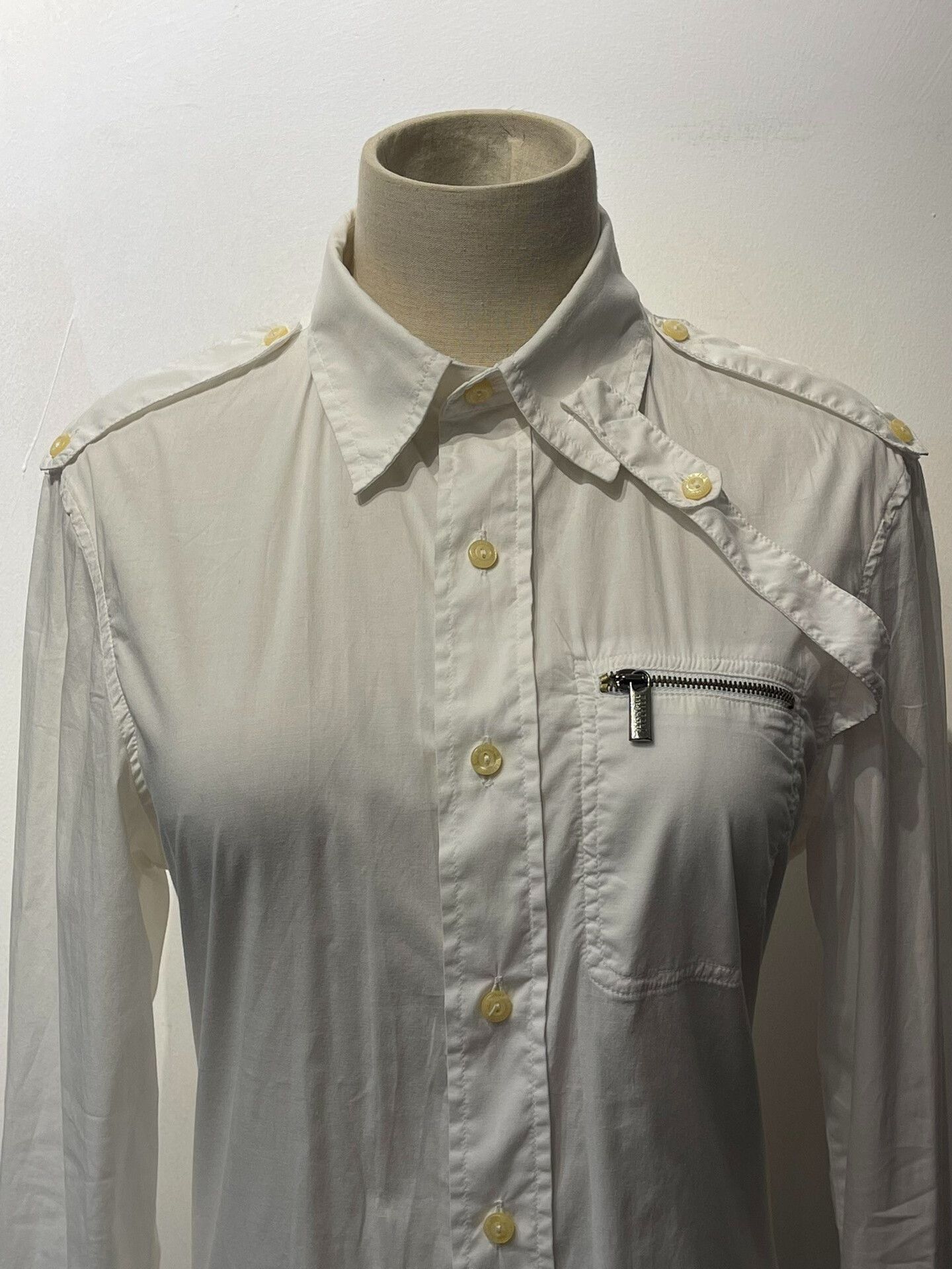 Jean Paul Gaultier Jean Paul Gaultier Military Style White Shirt Size US L / EU 52-54 / 3 - 2 Thumbnail