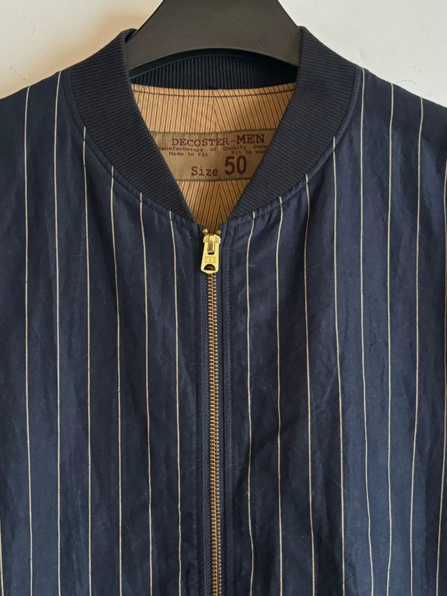 Ziggy Chen Decoster Striped Baseball Jacket in Navy Blue Size US L / EU 52-54 / 3 - 3 Thumbnail