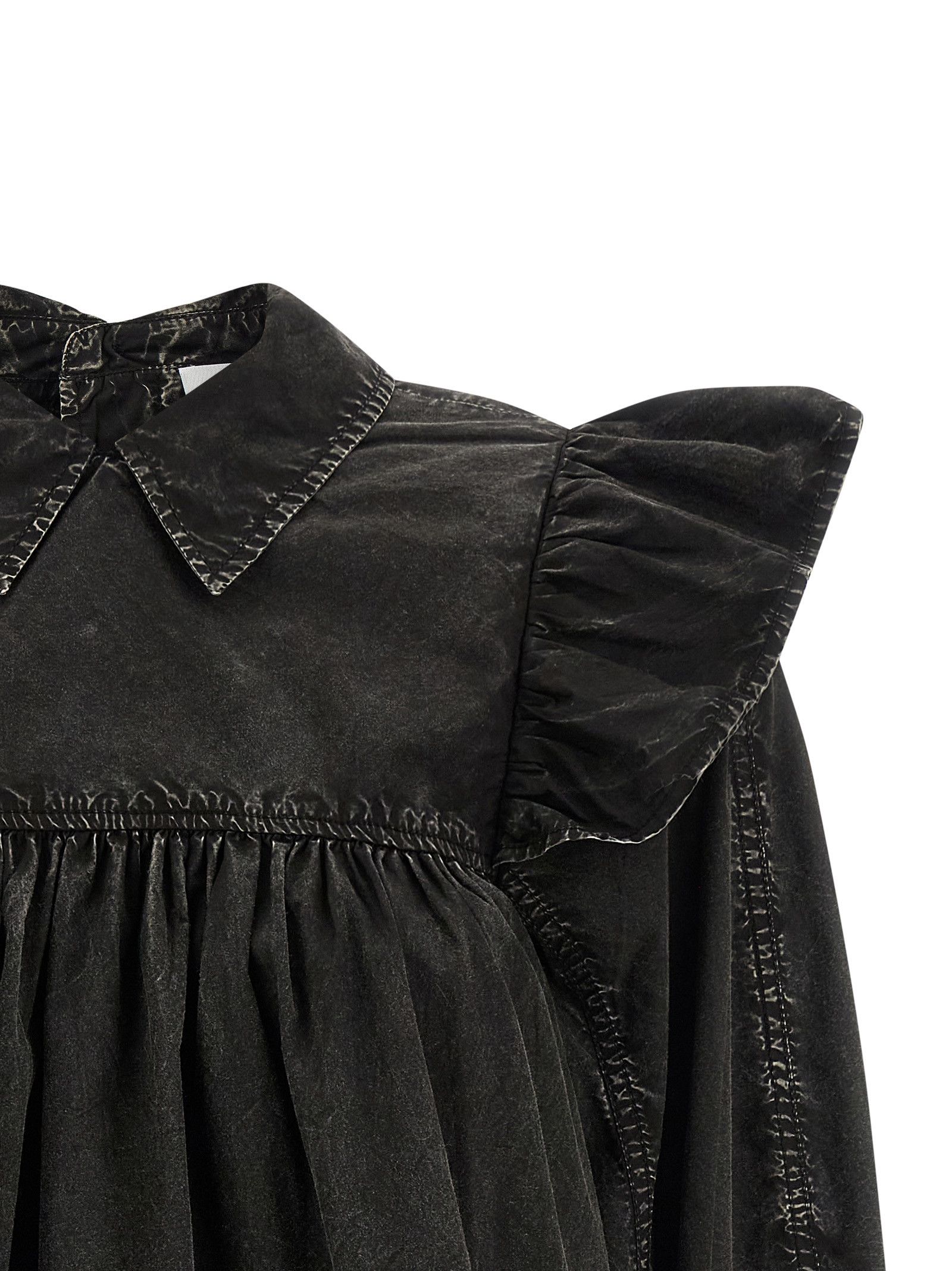 Ganni 'Black Washed Frill' Blouse Size XS / US 0-2 / IT 36-38 - 3 Thumbnail
