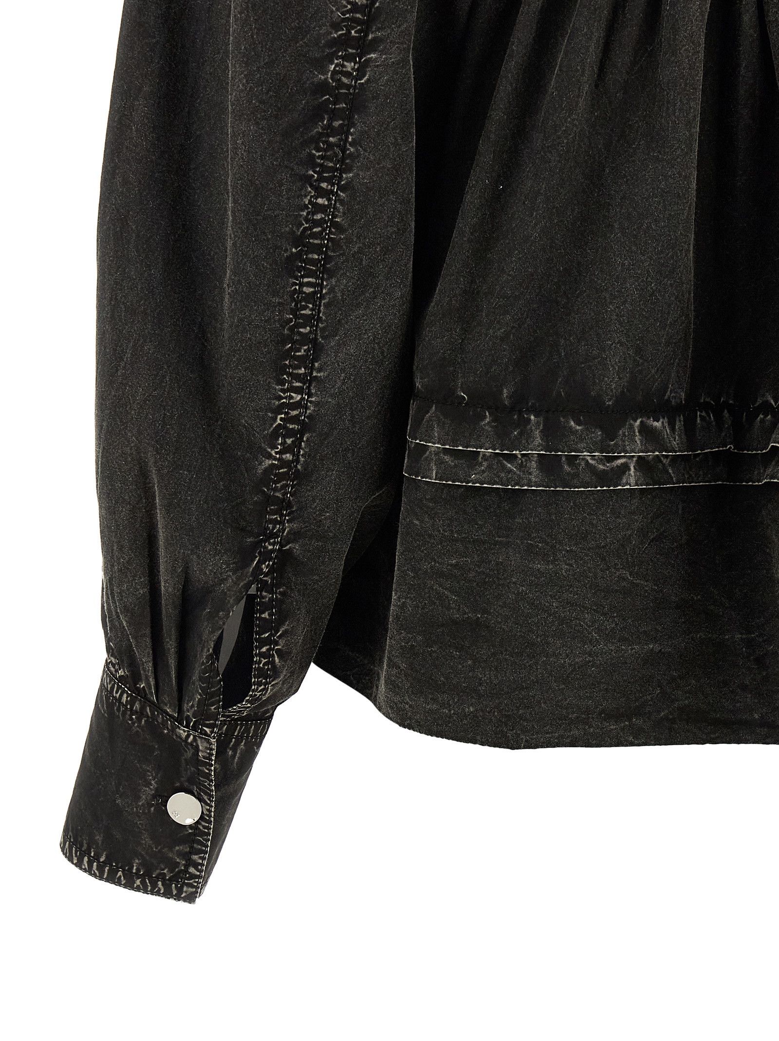 Ganni 'Black Washed Frill' Blouse Size XS / US 0-2 / IT 36-38 - 4 Thumbnail