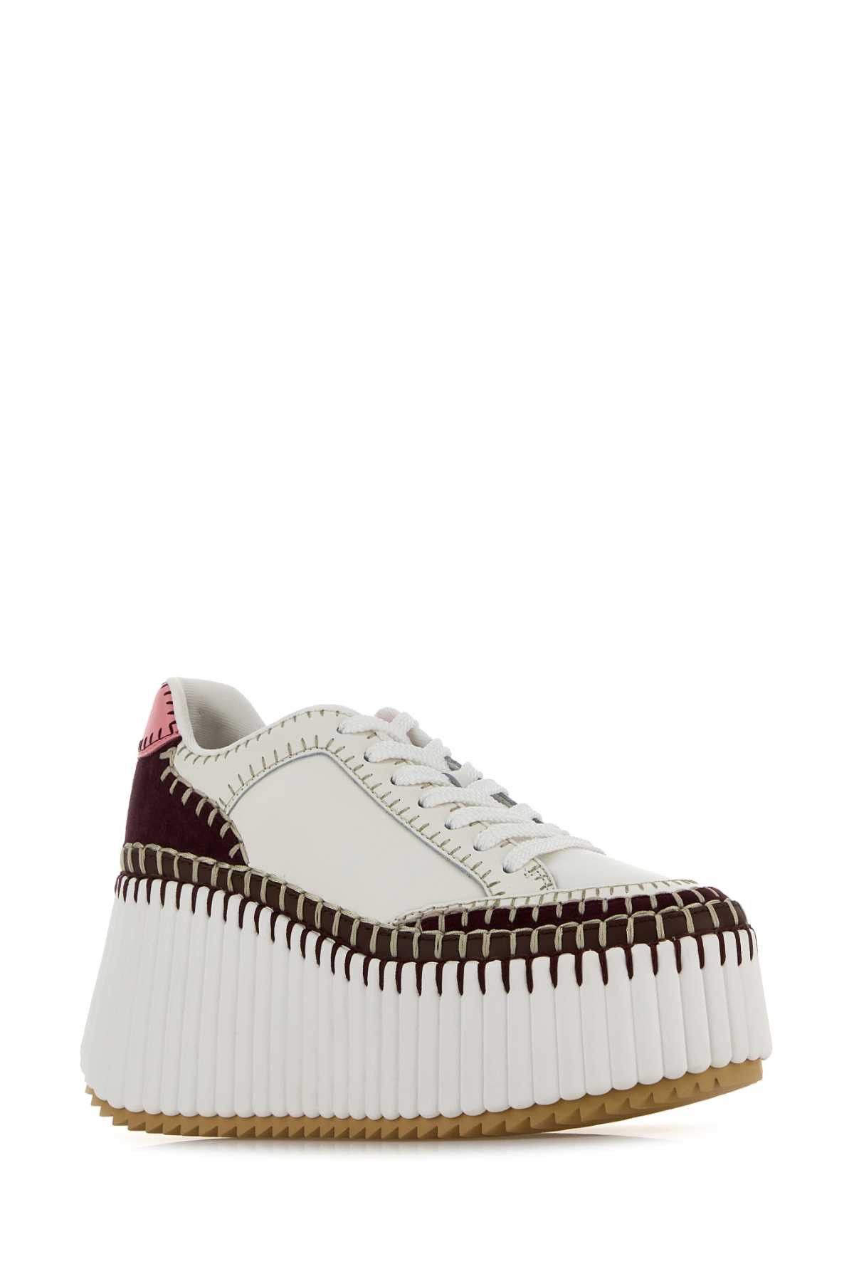 Chloe White Leather Nama Sneakers Size US 10 / IT 40 - 2 Thumbnail