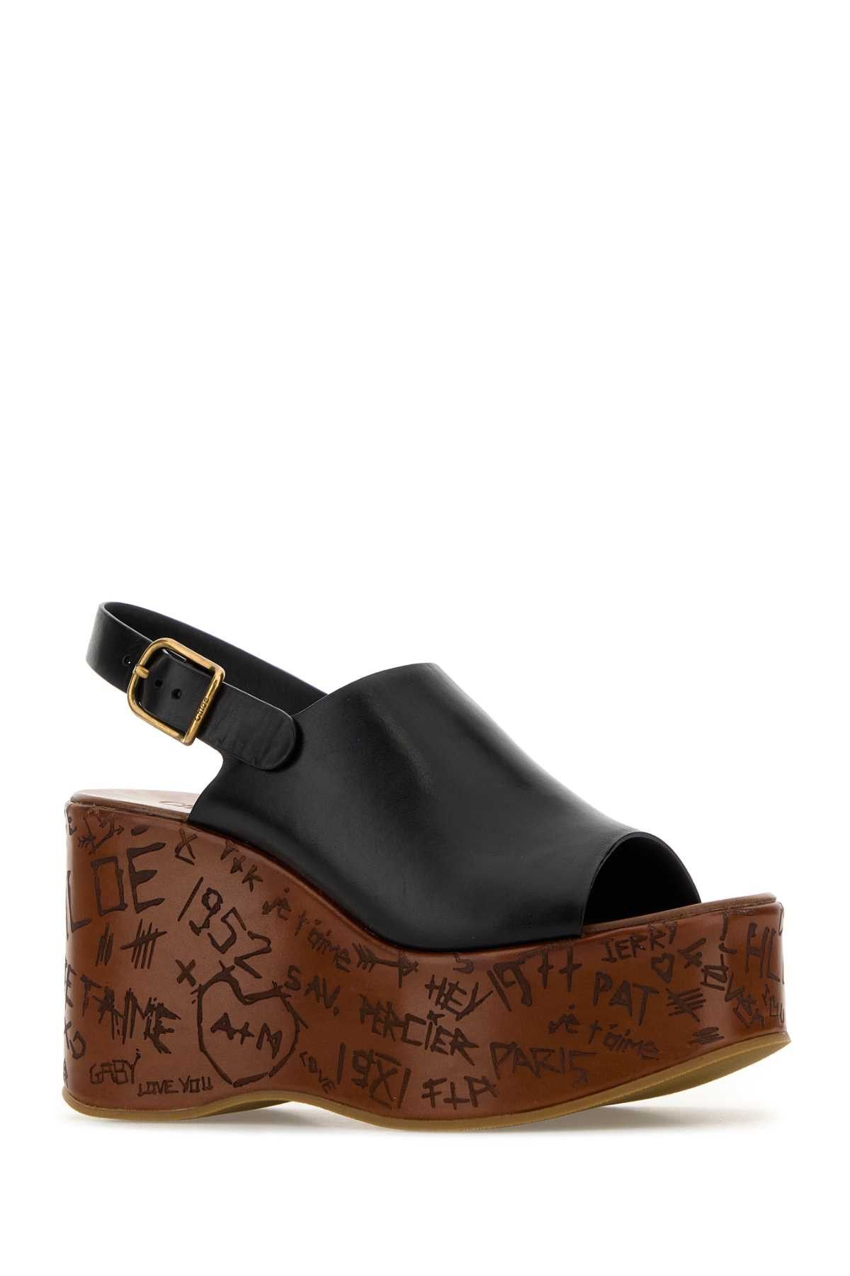 Chloe Black Leather Maxime Wedges Size US 10 / IT 40 - 2 Thumbnail
