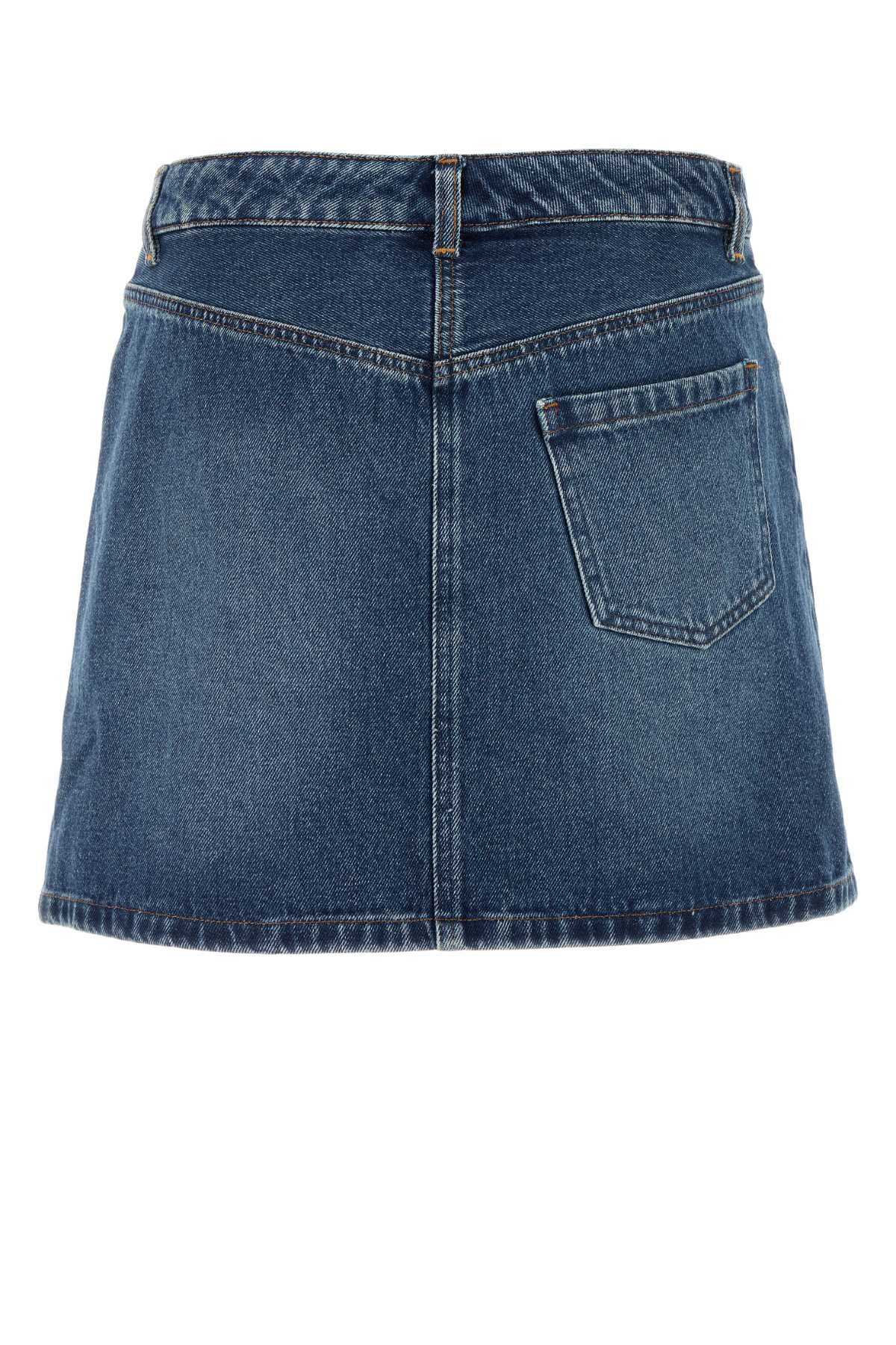 A.P.C. Denim Moss Mini Skirt Size 28" / US 6 / IT 42 - 2 Thumbnail