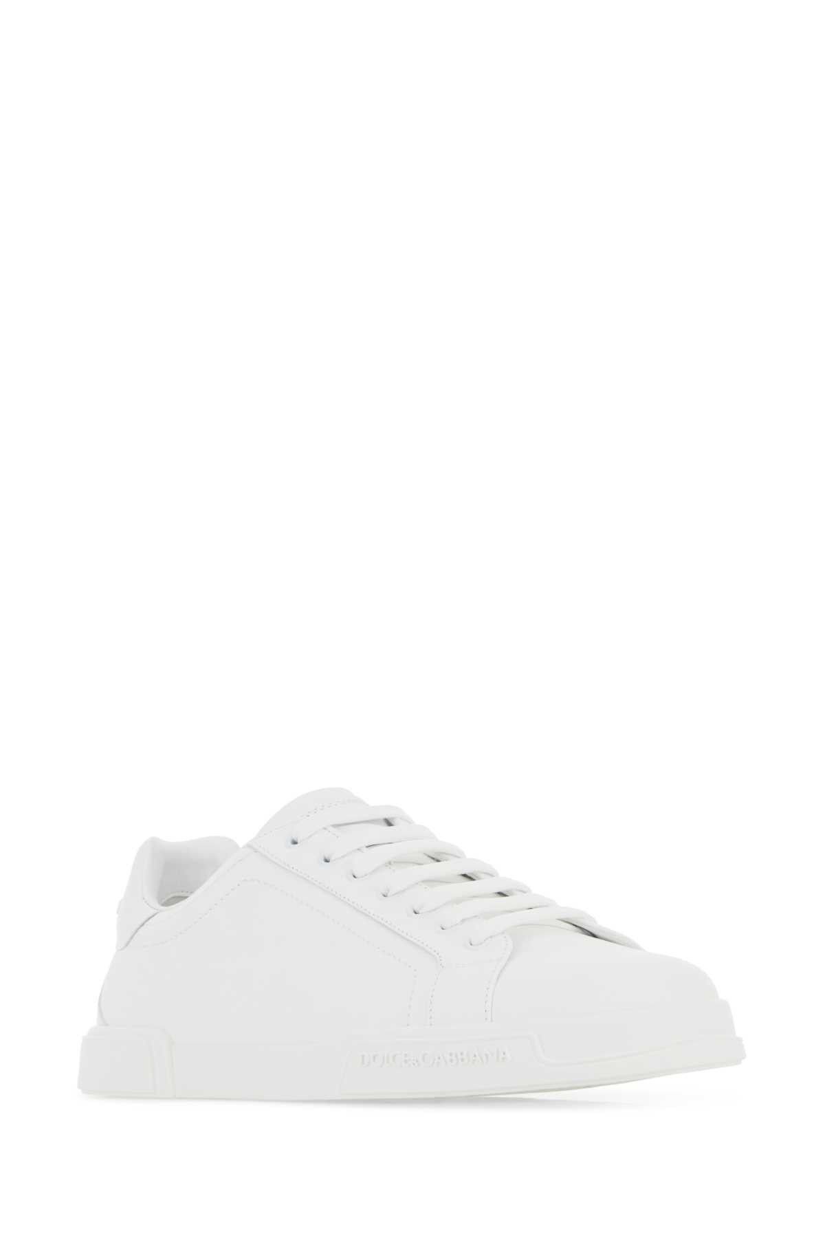 Dolce & Gabbana White Leather Portofino Sneakers Size US 10 / EU 43 - 2 Thumbnail
