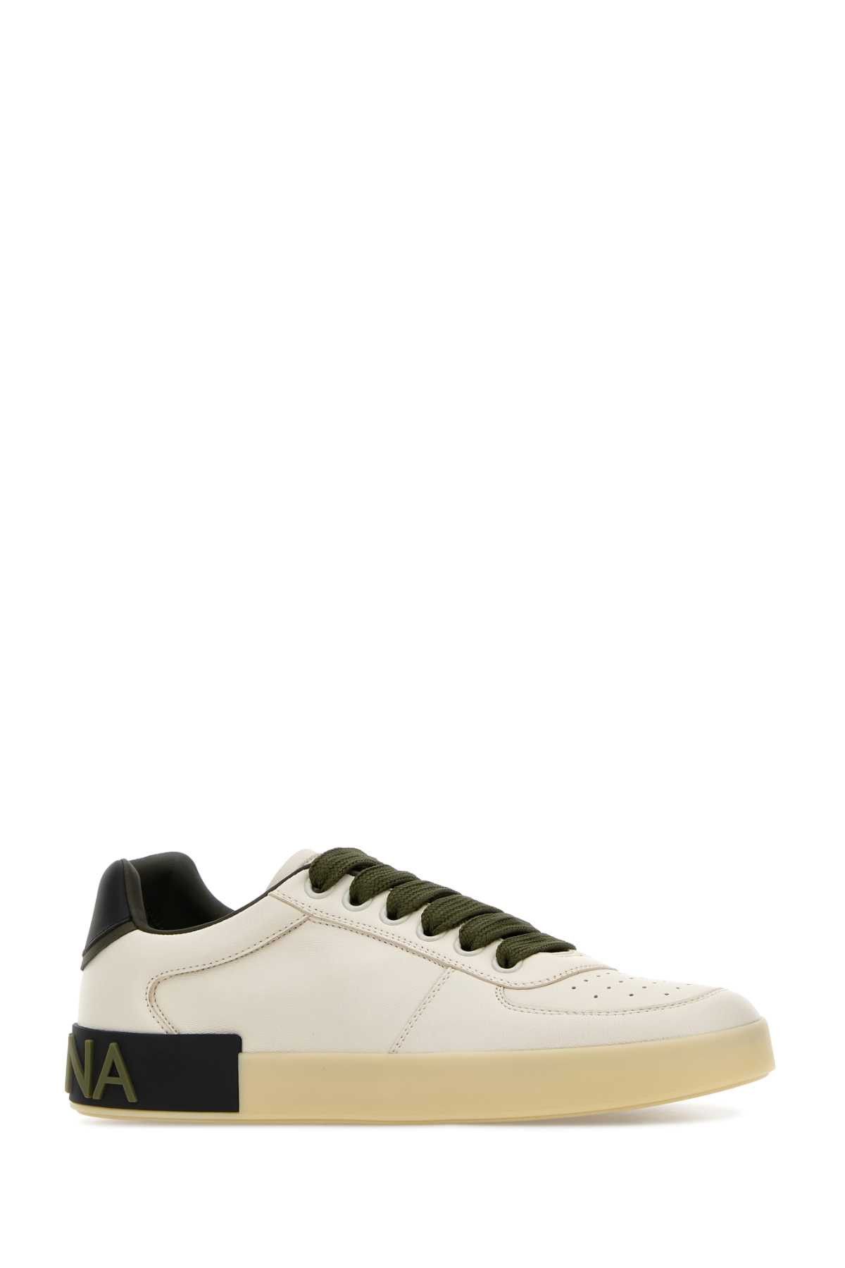 Dolce & Gabbana Ivory Leather Portofino Sneakers Size US 7 / EU 40 - 2 Thumbnail