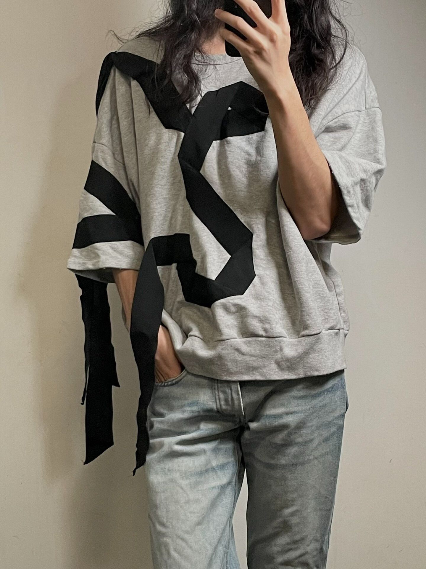 Dries Van Noten gray oversized hoodie with ribbons Size M / US 6-8 / IT 42-44 - 3 Thumbnail