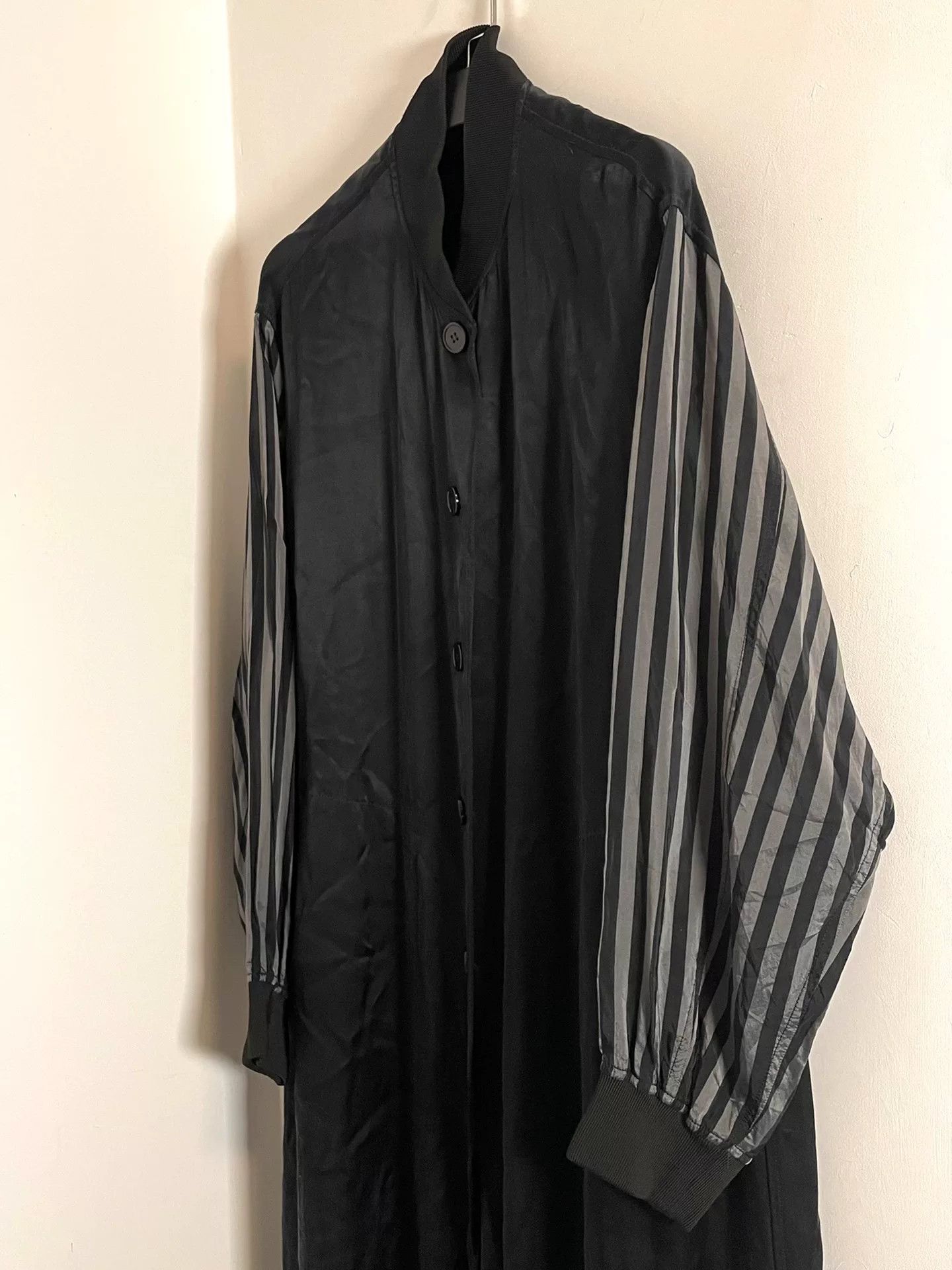 MM6 Maison Margiela Black Striped Long Coat Size L / US 10 / IT 46 - 3 Thumbnail