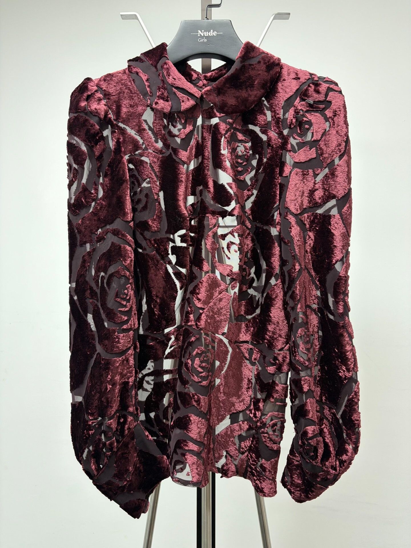Junya Watanabe burgundy velvet backless blouse Size S / US 4 / IT 40 - 3 Thumbnail