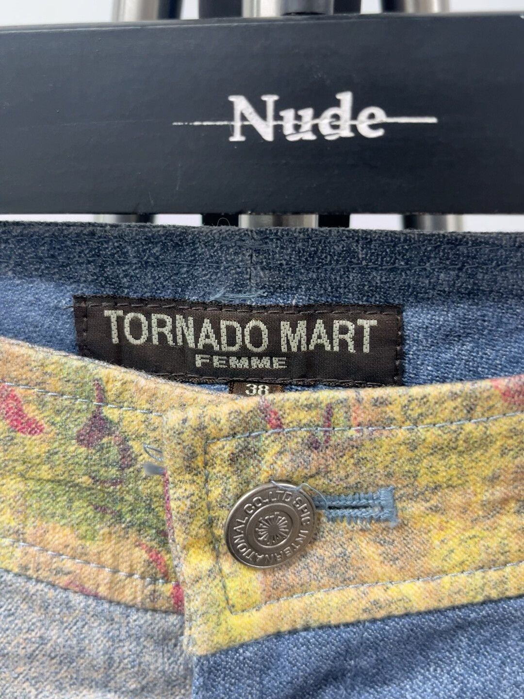 Tornado Mart Beautiful Painted Denim Rose Jeans Size 38" / US 16 / IT 52 - 3 Thumbnail