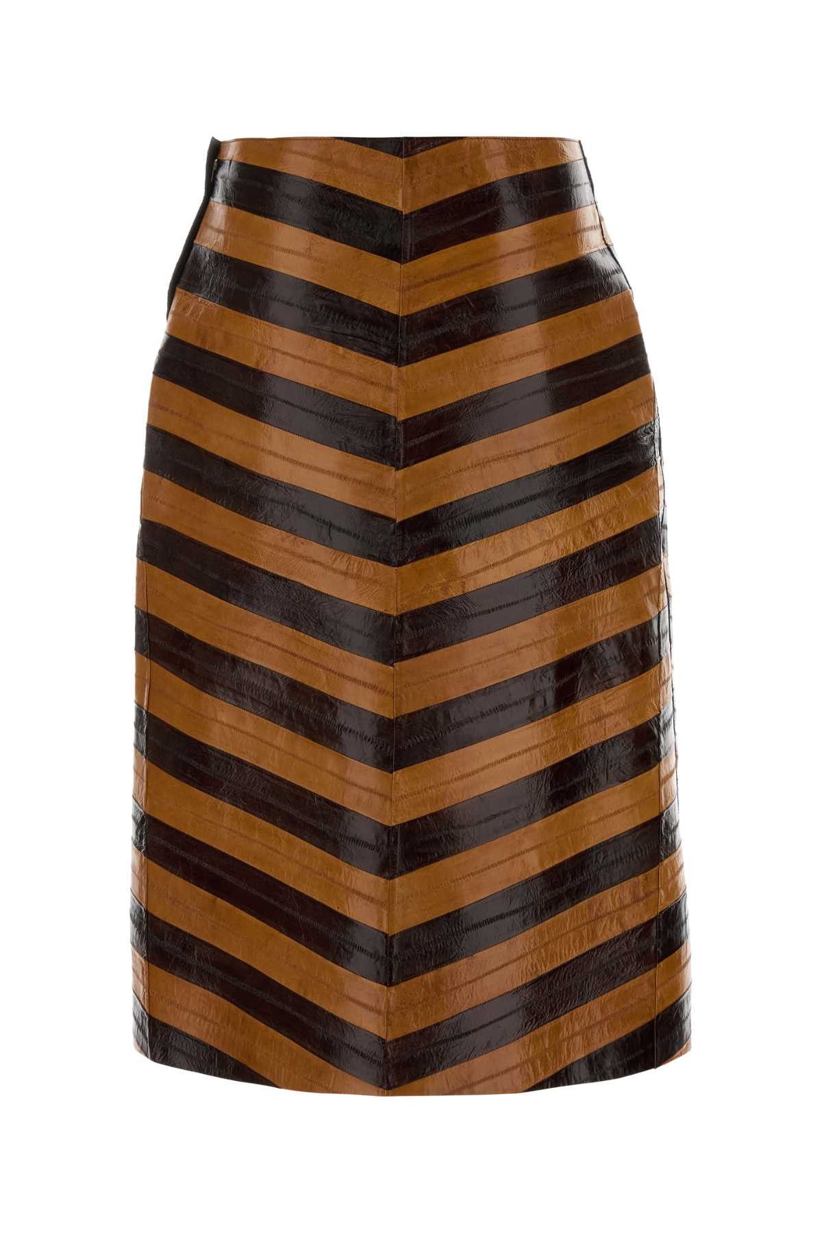 Fendi Two-Tone Leather Skirt Size 28" / US 6 / IT 42 - 2 Thumbnail