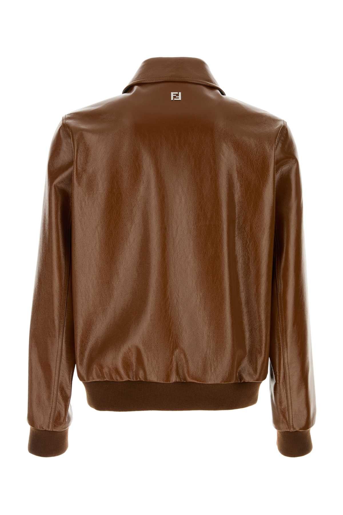 Fendi Brown Leather Jacket Size US XL / EU 56 / 4 - 2 Thumbnail