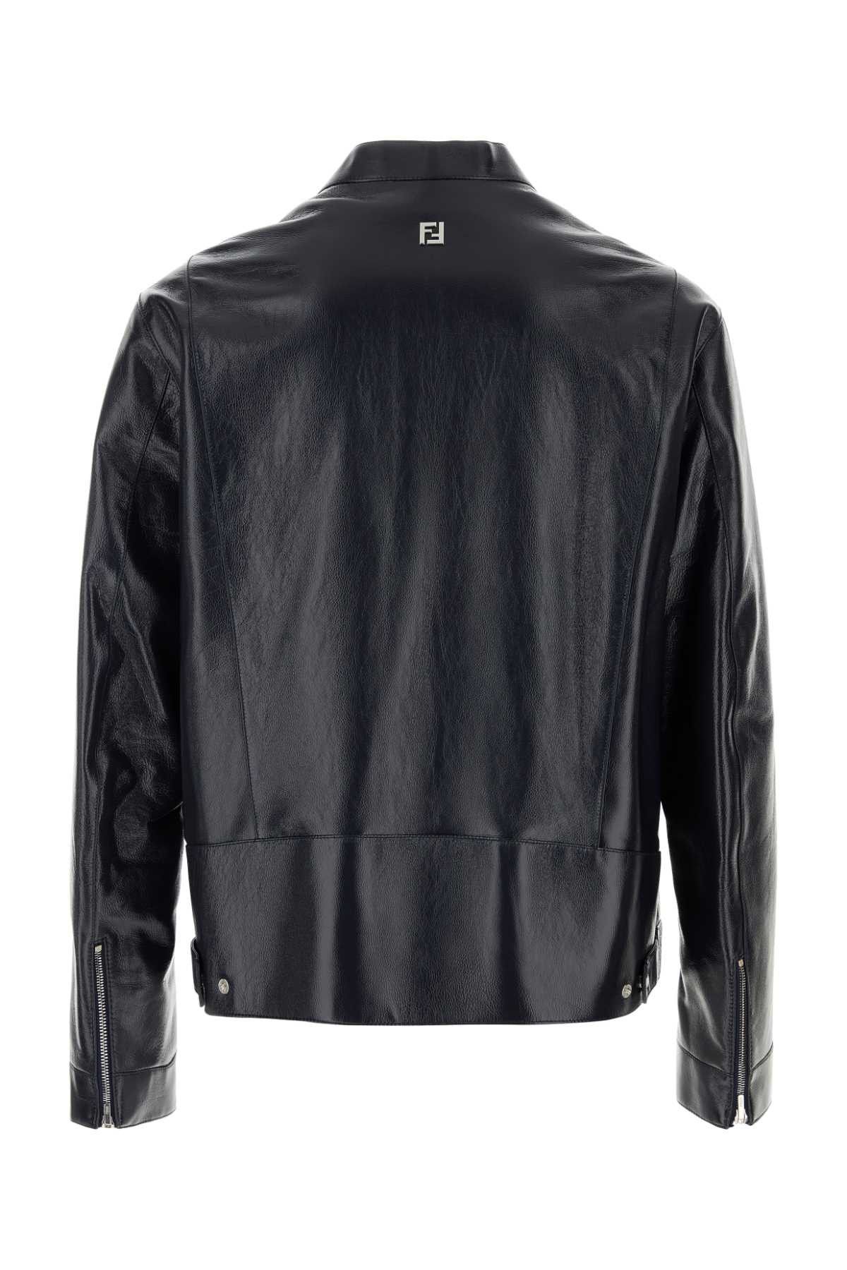 Fendi Midnight Blue Leather Jacket Size US XL / EU 56 / 4 - 2 Thumbnail