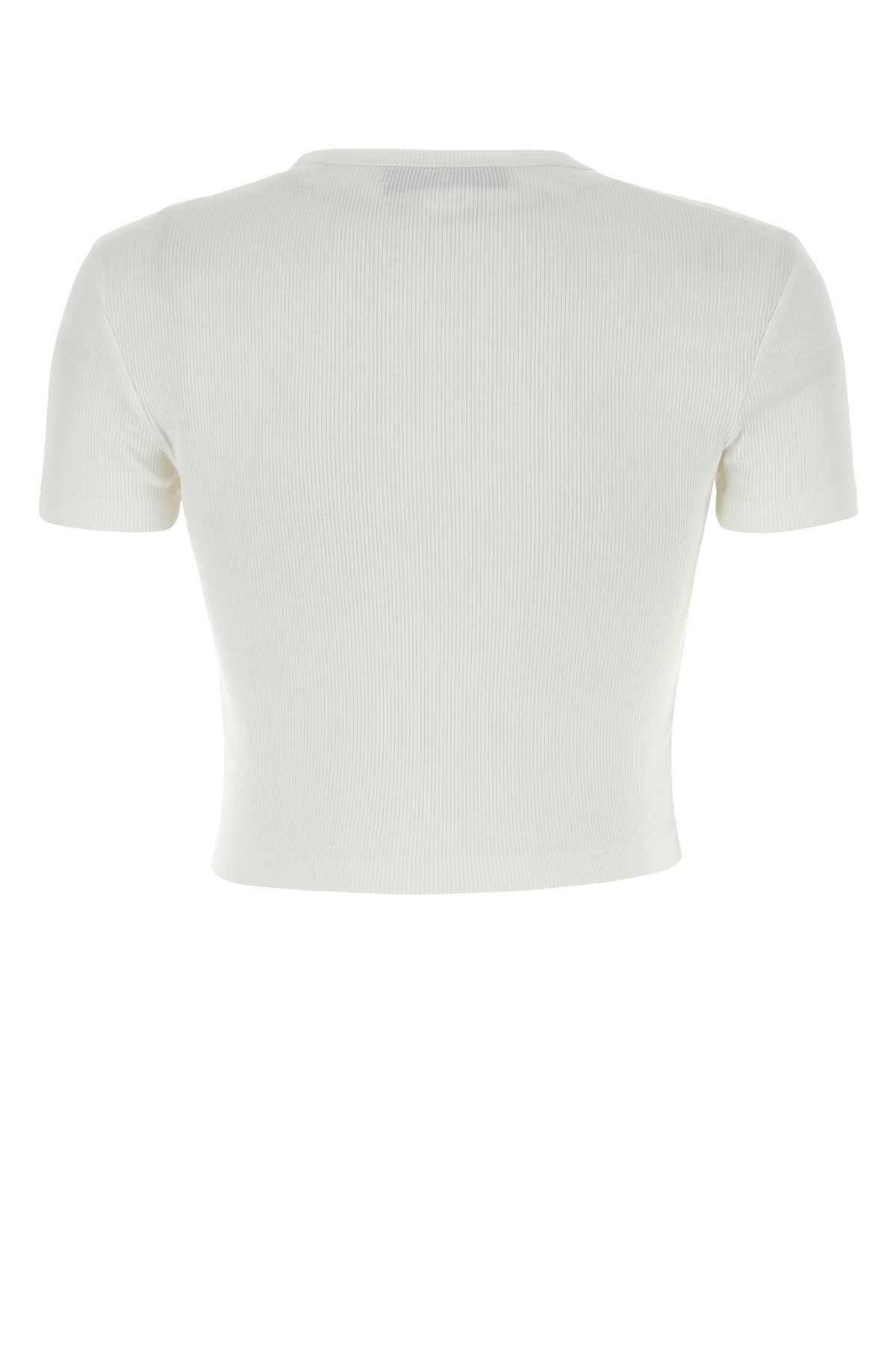 Fendi White Stretch Cotton T-Shirt Size S / US 4 / IT 40 - 2 Thumbnail