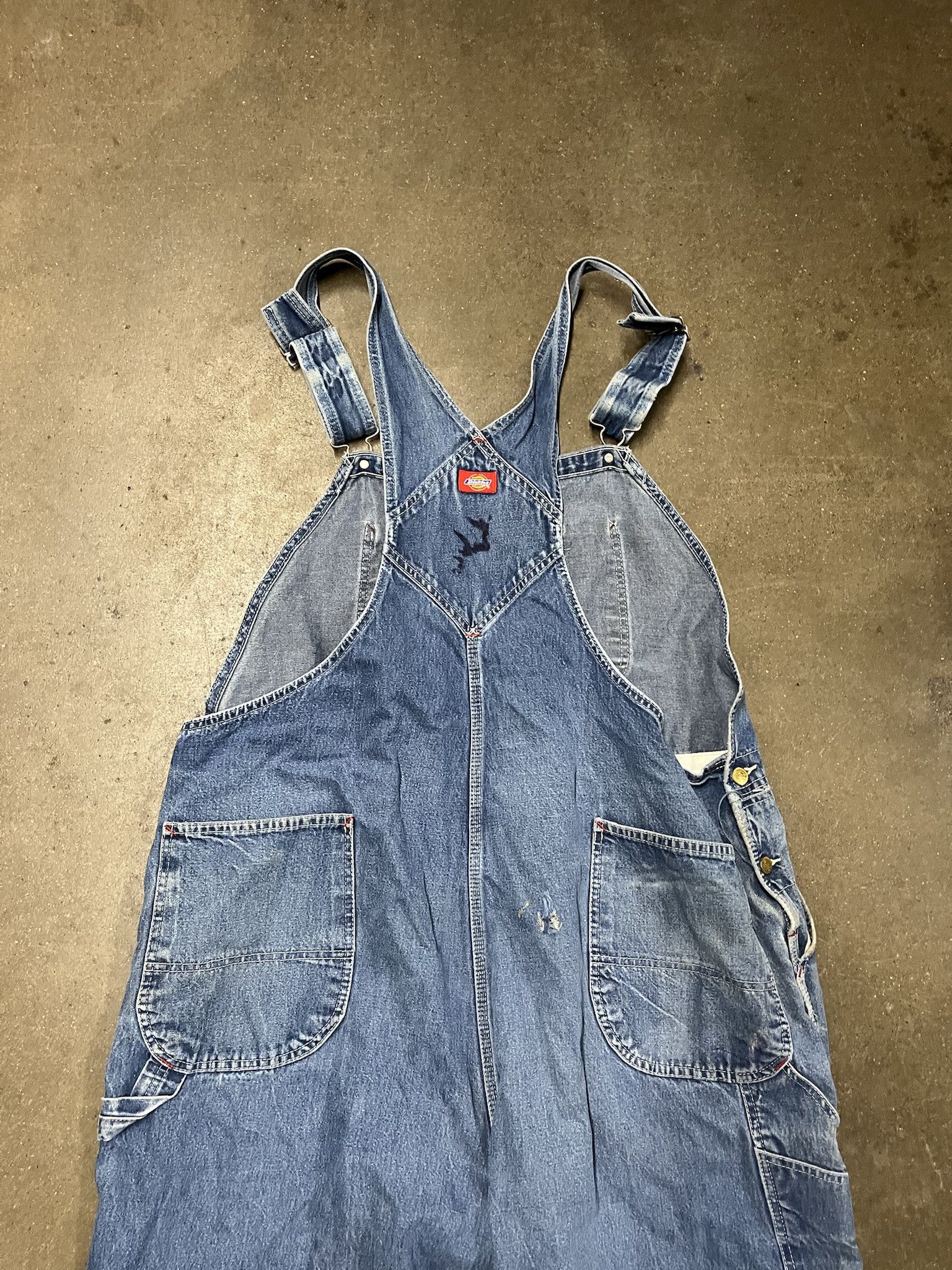 Carhartt Vintage 2000s Dickies Denim Distressed Overalls Cropped Leg Size 46 Size US 42 / EU 58 - 8 Thumbnail