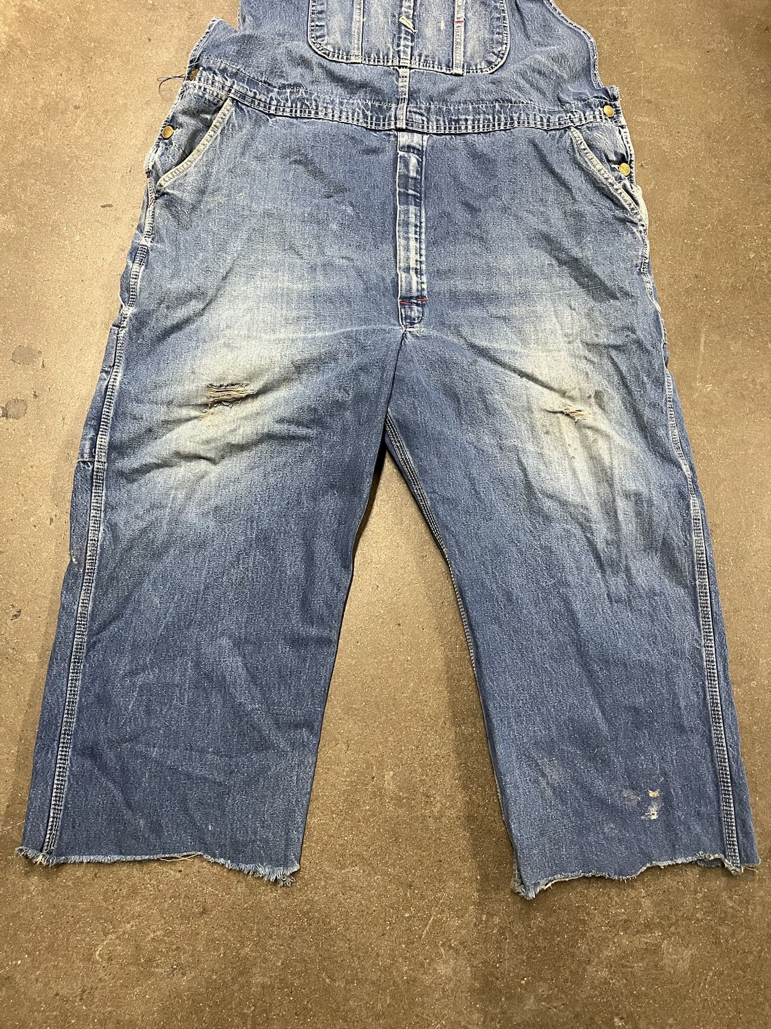 Carhartt Vintage 2000s Dickies Denim Distressed Overalls Cropped Leg Size 46 Size US 42 / EU 58 - 3 Thumbnail