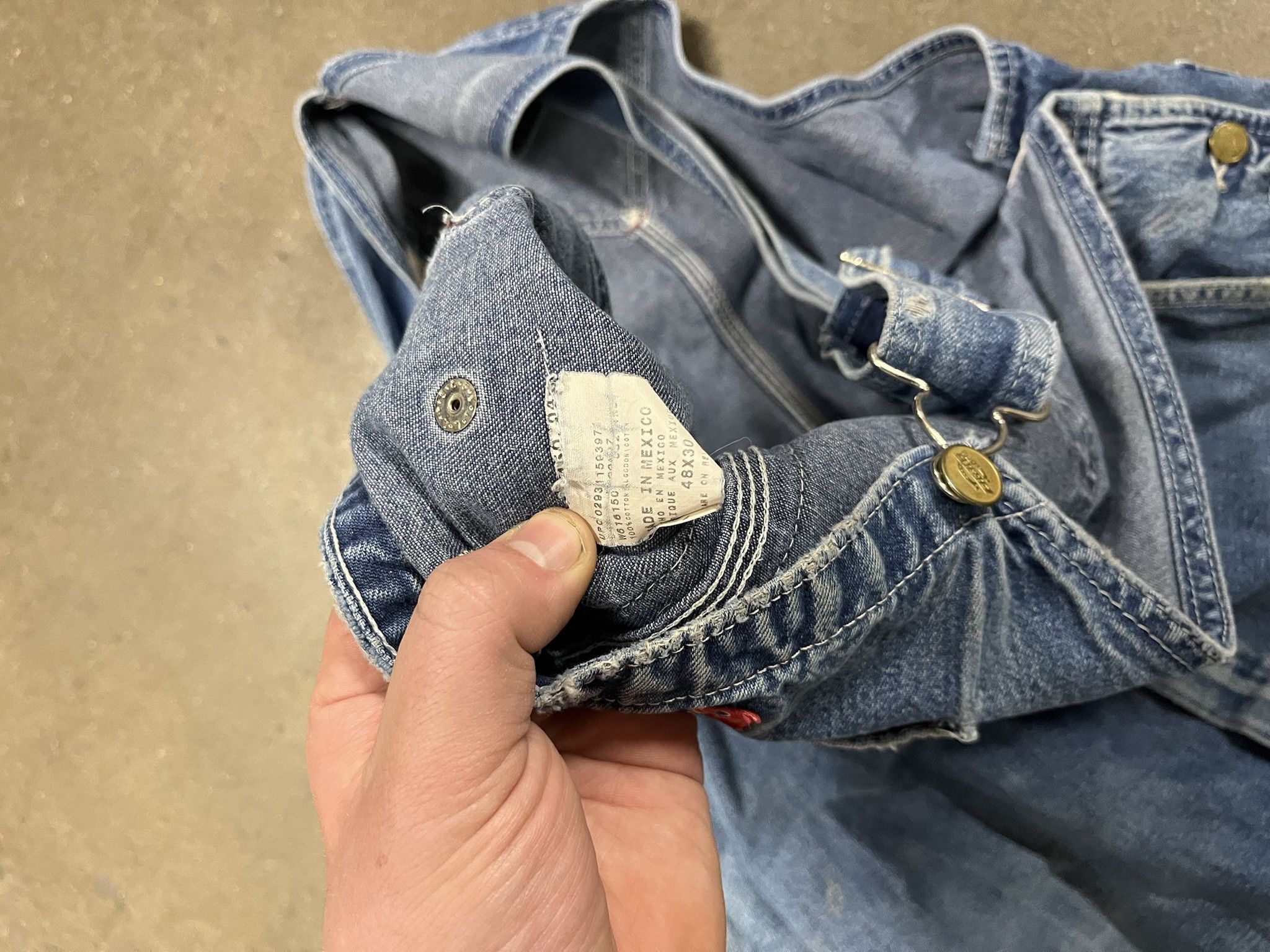 Carhartt Vintage 2000s Dickies Denim Distressed Overalls Cropped Leg Size 46 Size US 42 / EU 58 - 6 Thumbnail