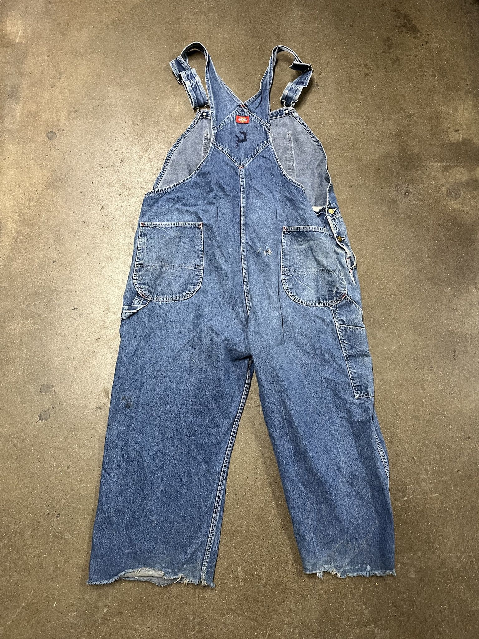 Carhartt Vintage 2000s Dickies Denim Distressed Overalls Cropped Leg Size 46 Size US 42 / EU 58 - 7 Thumbnail