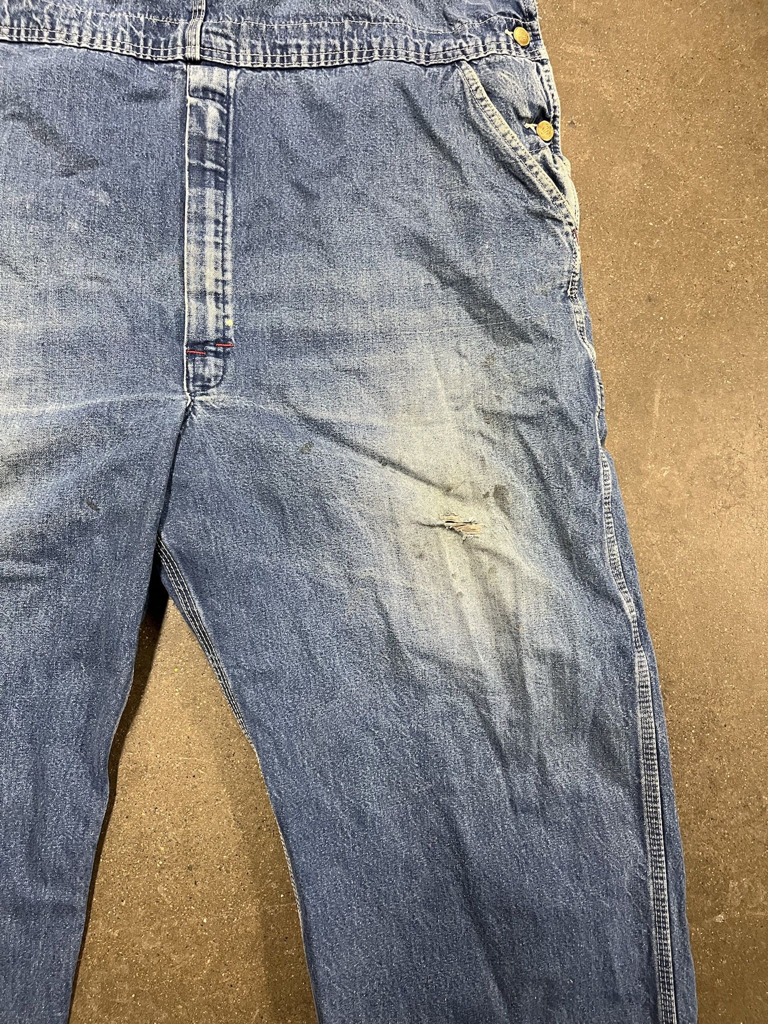 Carhartt Vintage 2000s Dickies Denim Distressed Overalls Cropped Leg Size 46 Size US 42 / EU 58 - 5 Thumbnail