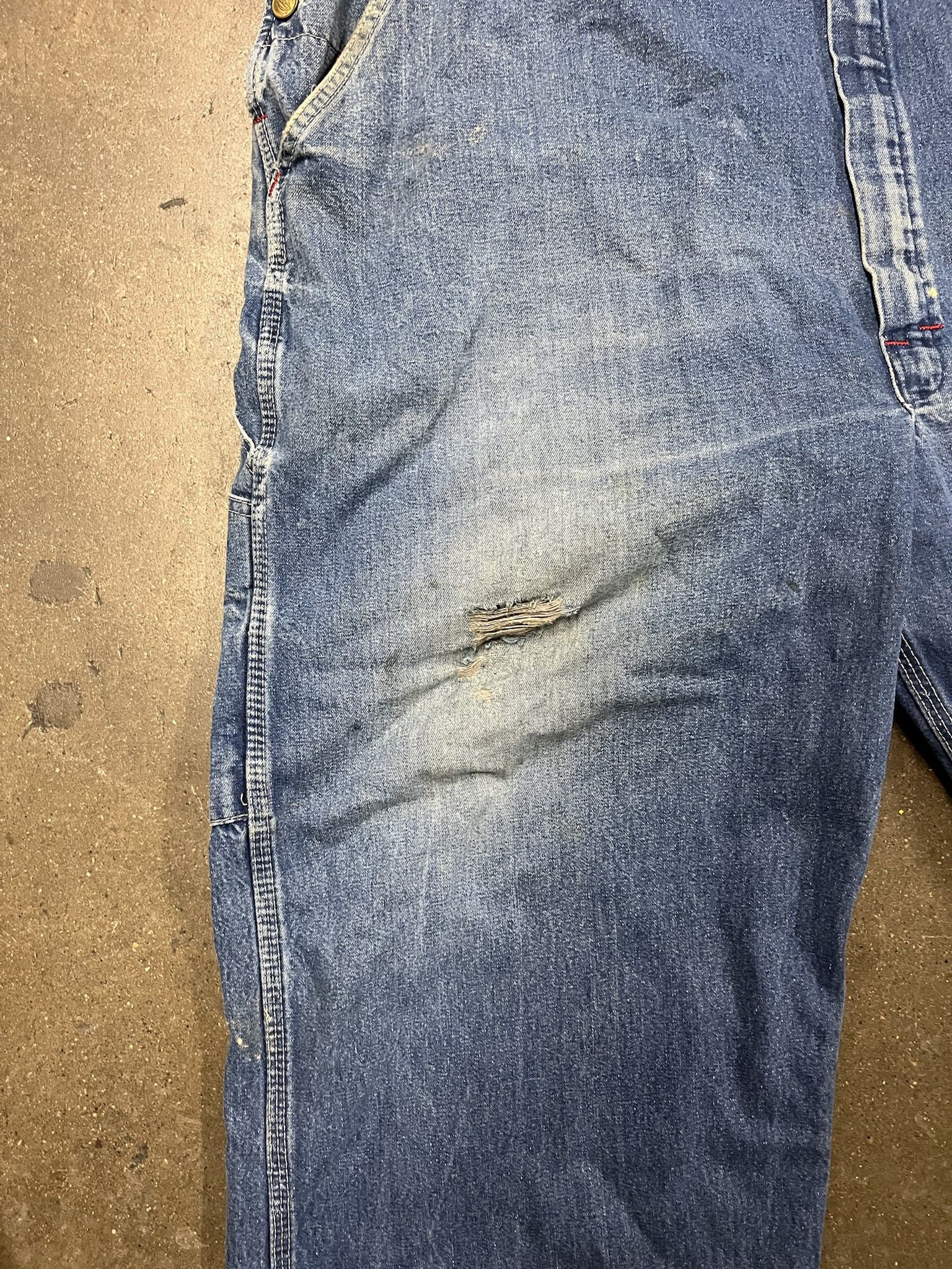 Carhartt Vintage 2000s Dickies Denim Distressed Overalls Cropped Leg Size 46 Size US 42 / EU 58 - 4 Thumbnail