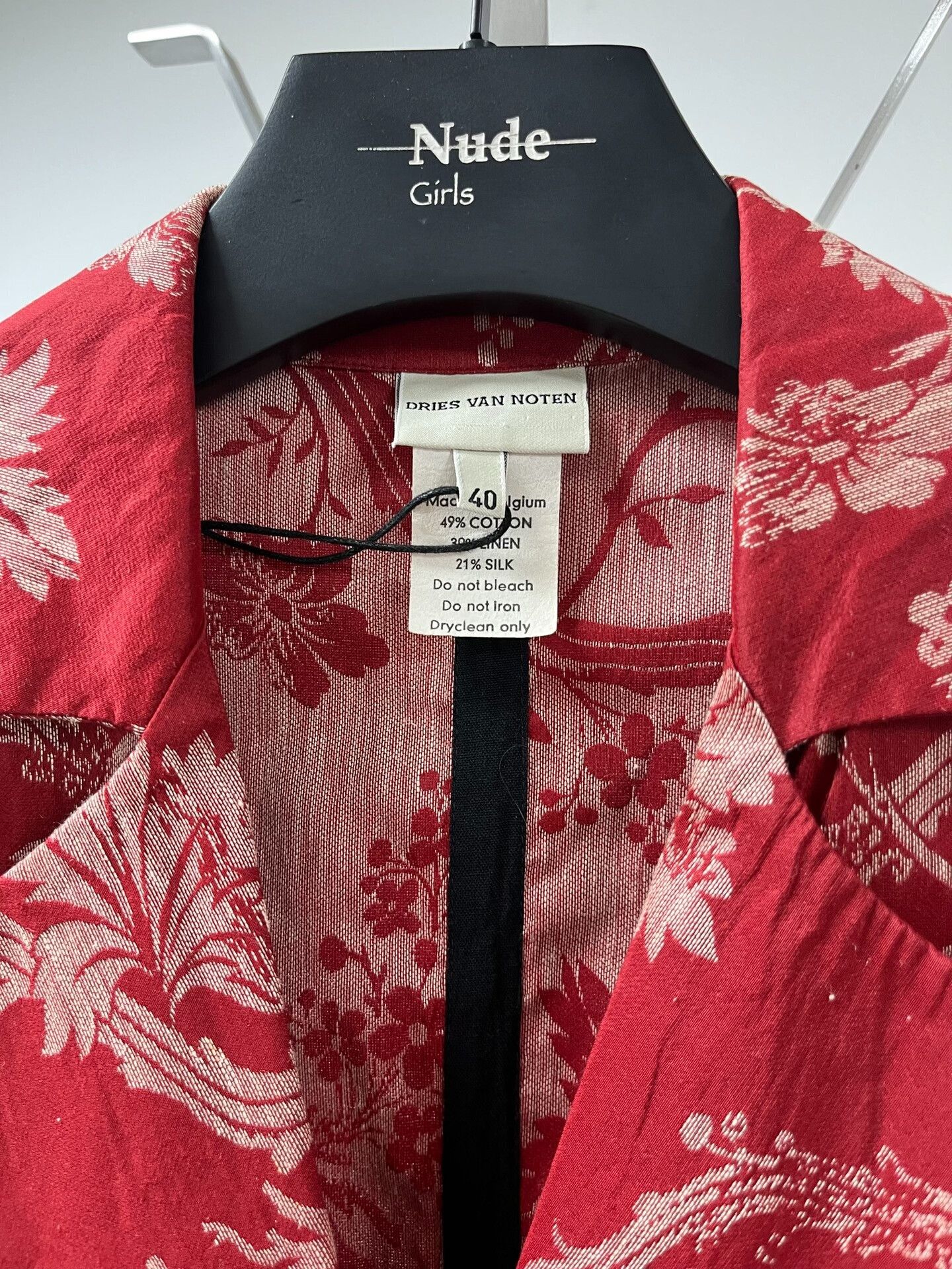 Dries Van Noten red floral silk-blend blazer by dries van noten Size M / US 6-8 / IT 42-44 - 2 Thumbnail