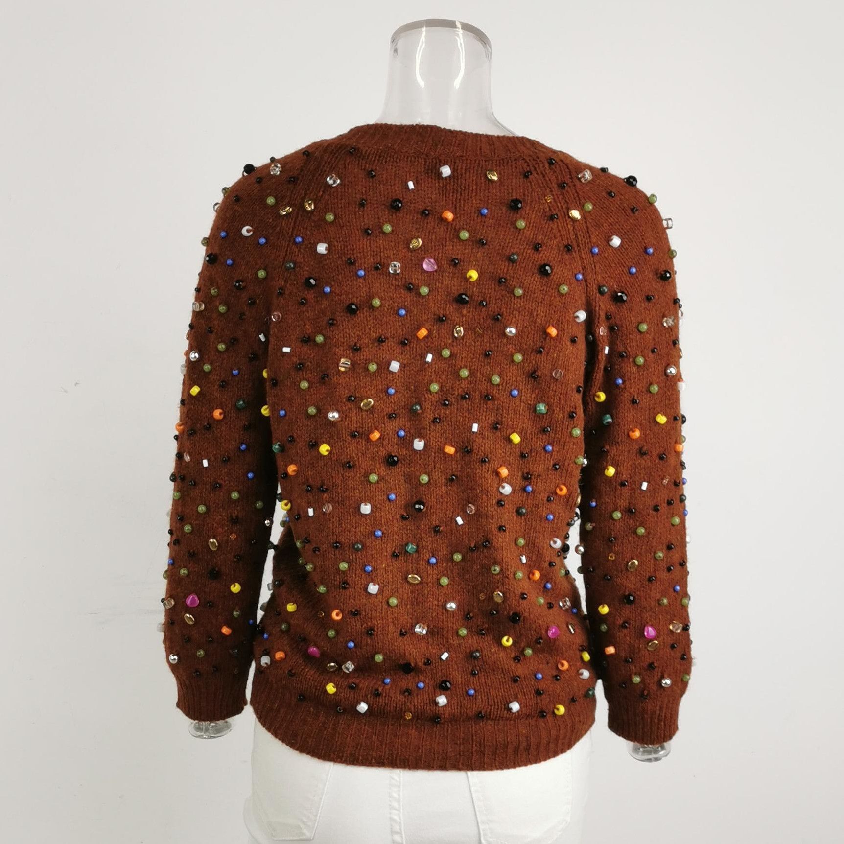 Prada Prada Wool V-Neck Beaded Cardigan Size 42 0079 Size US L / EU 52-54 / 3 - 3 Thumbnail