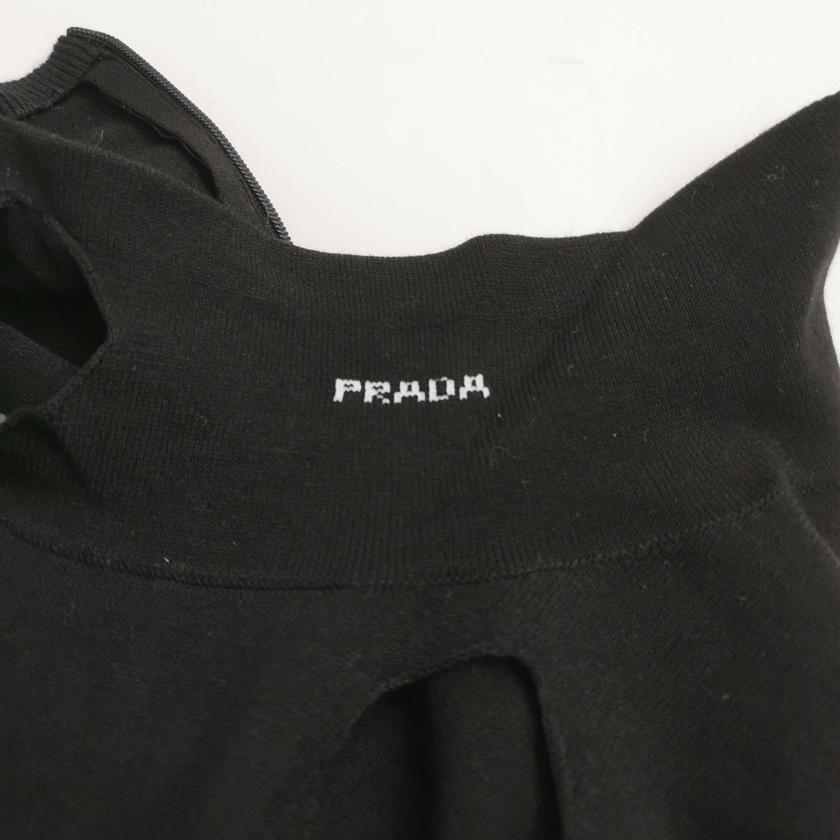 Prada Prada Black Hollow-Out Logo Knit Top 0079 Size US L / EU 52-54 / 3 - 3 Thumbnail