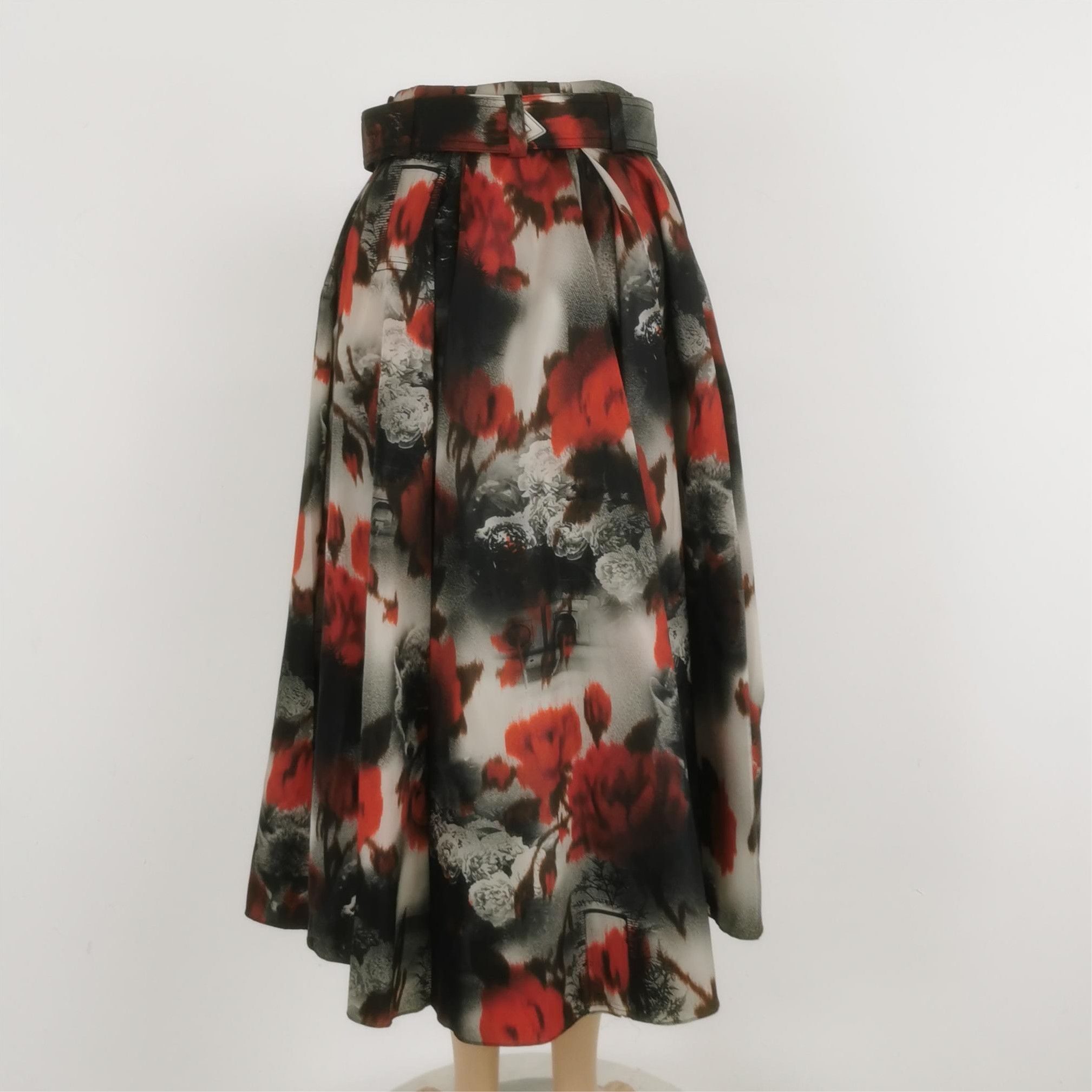 Prada Prada Floral Pleated Belted Midi Skirt 0079 Size US 36 / EU 52 - 3 Thumbnail