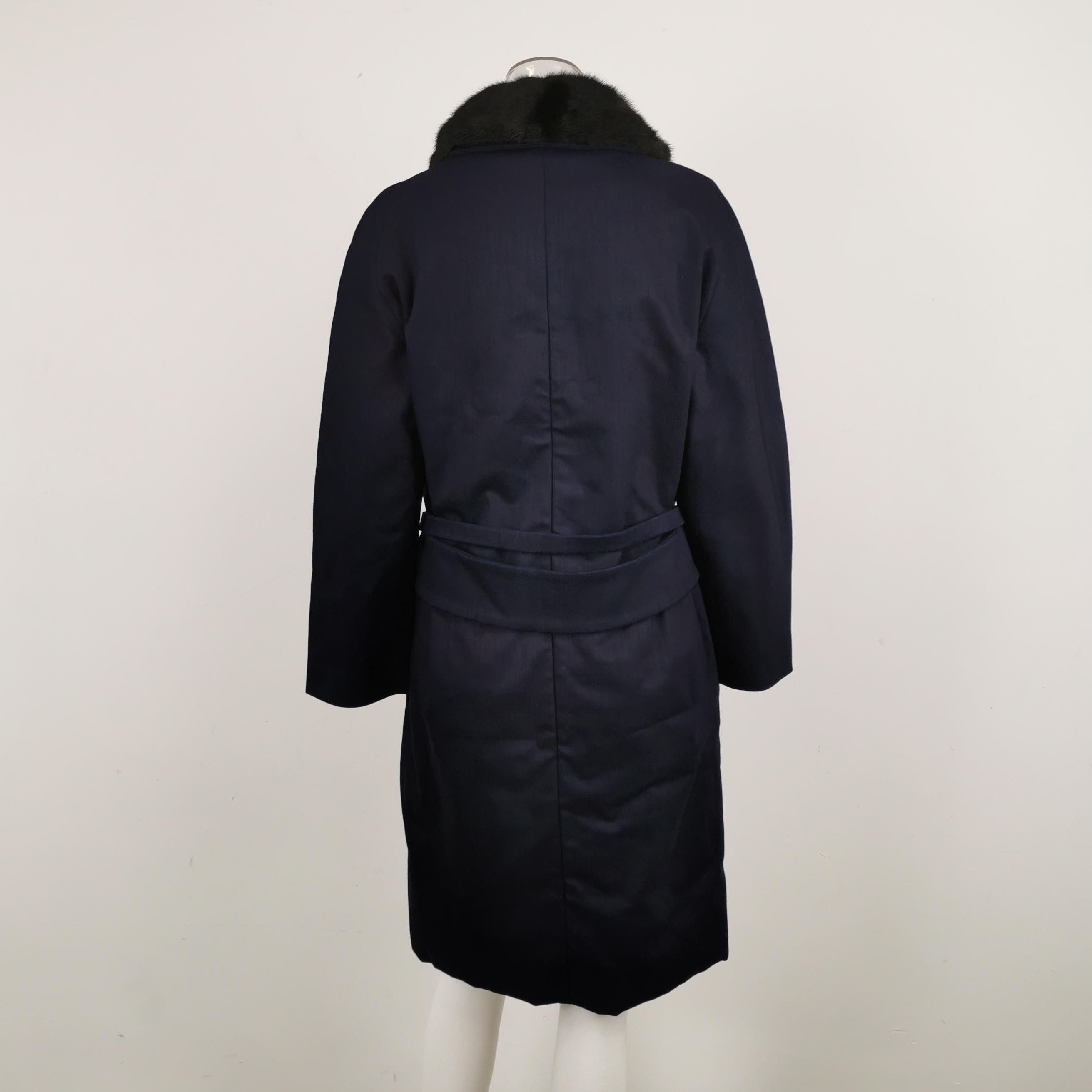 Prada Prada Navy Button-Up Coat with Fur Collar 0079 Size US L / EU 52-54 / 3 - 2 Thumbnail
