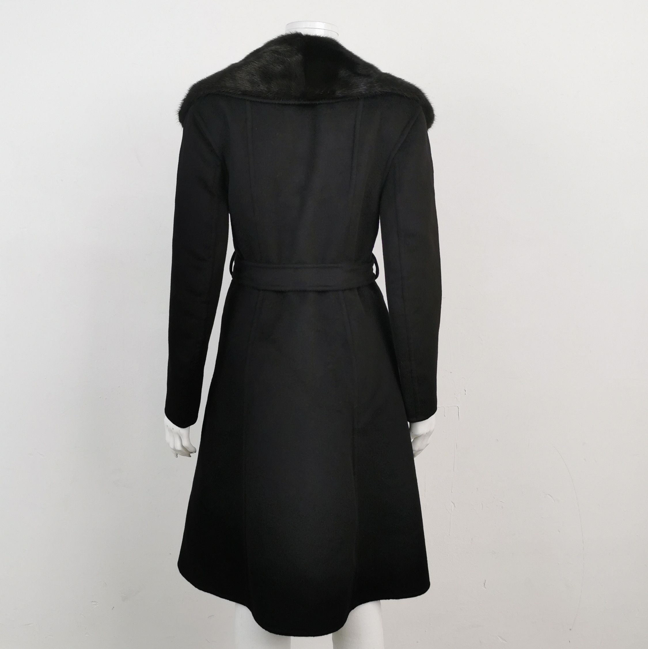 Prada Prada Black Wool Blend Overcoat with Belt 0079 Size US S / EU 44-46 / 1 - 2 Thumbnail