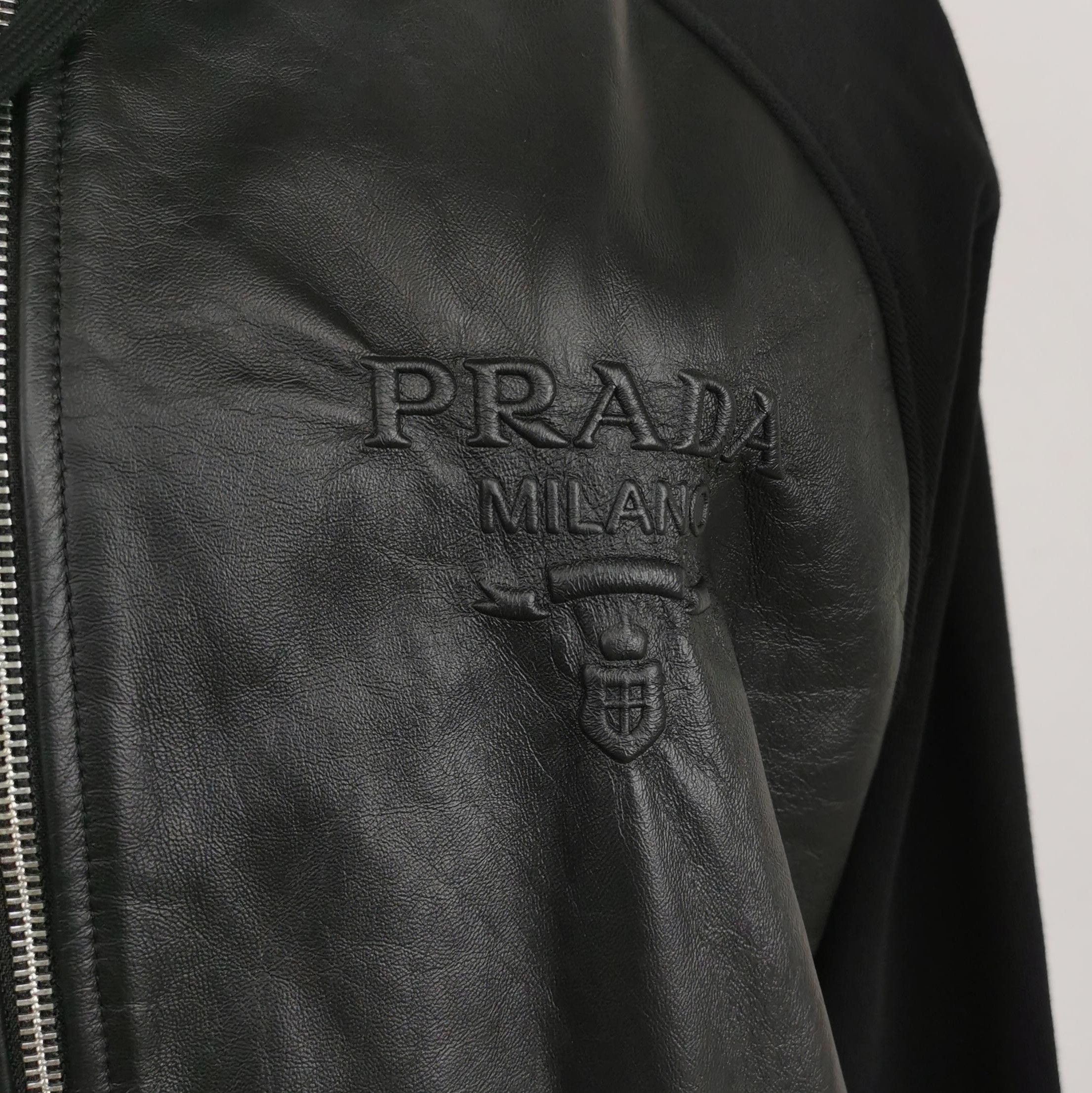 Prada Prada Hooded Jacket with Leather and Cotton Blend 0079 Size US L / EU 52-54 / 3 - 3 Thumbnail