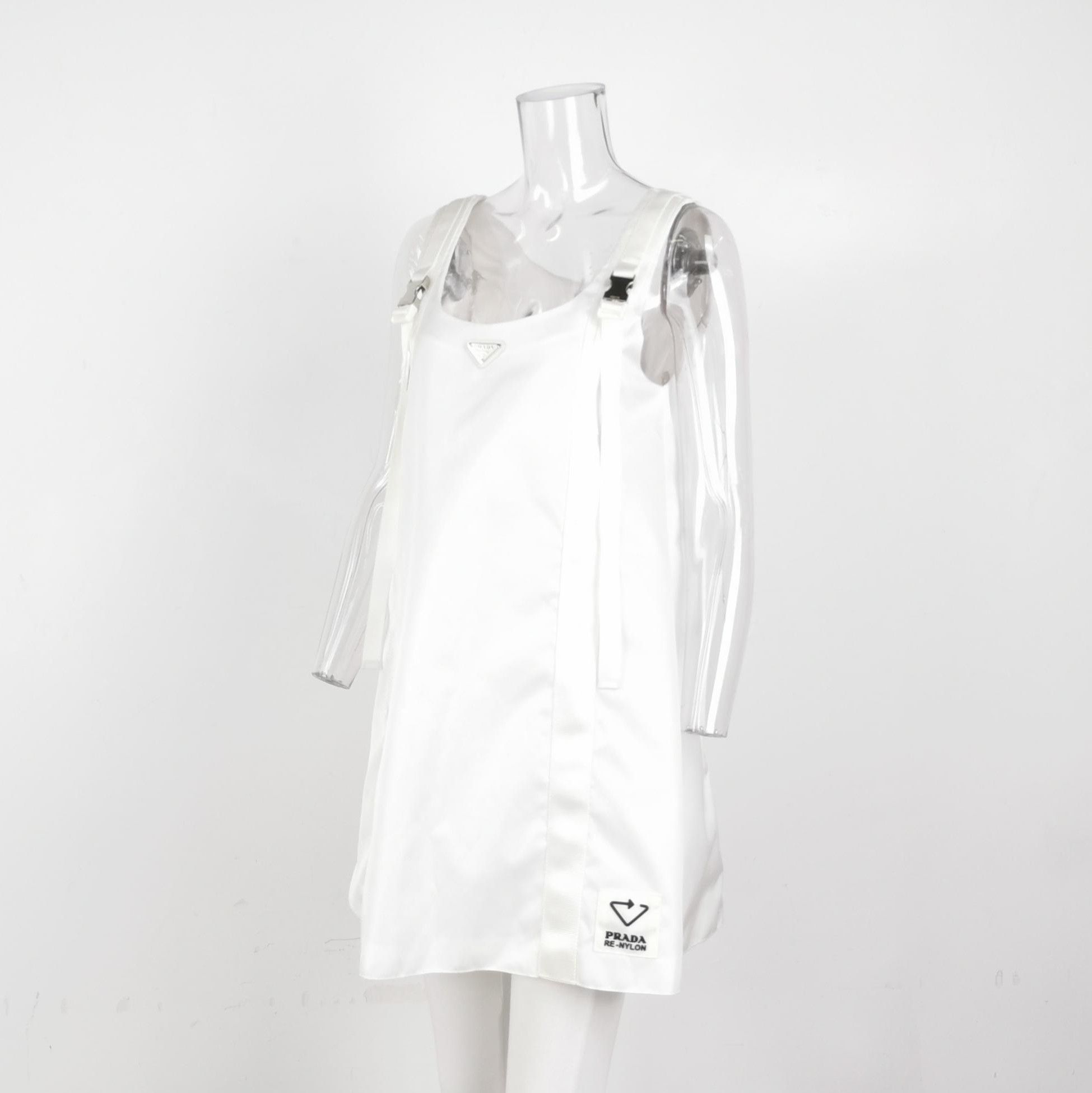 Prada Prada Sleeveless Triangle Logo Dress in White 0079 Size US 38 / EU 54 - 2 Thumbnail