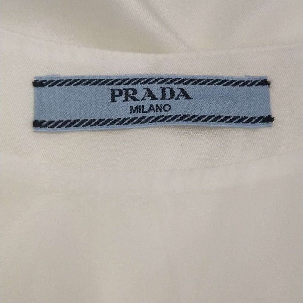 Prada Prada Sleeveless Triangle Logo Dress in White 0079 Size US 38 / EU 54 - 5 Thumbnail