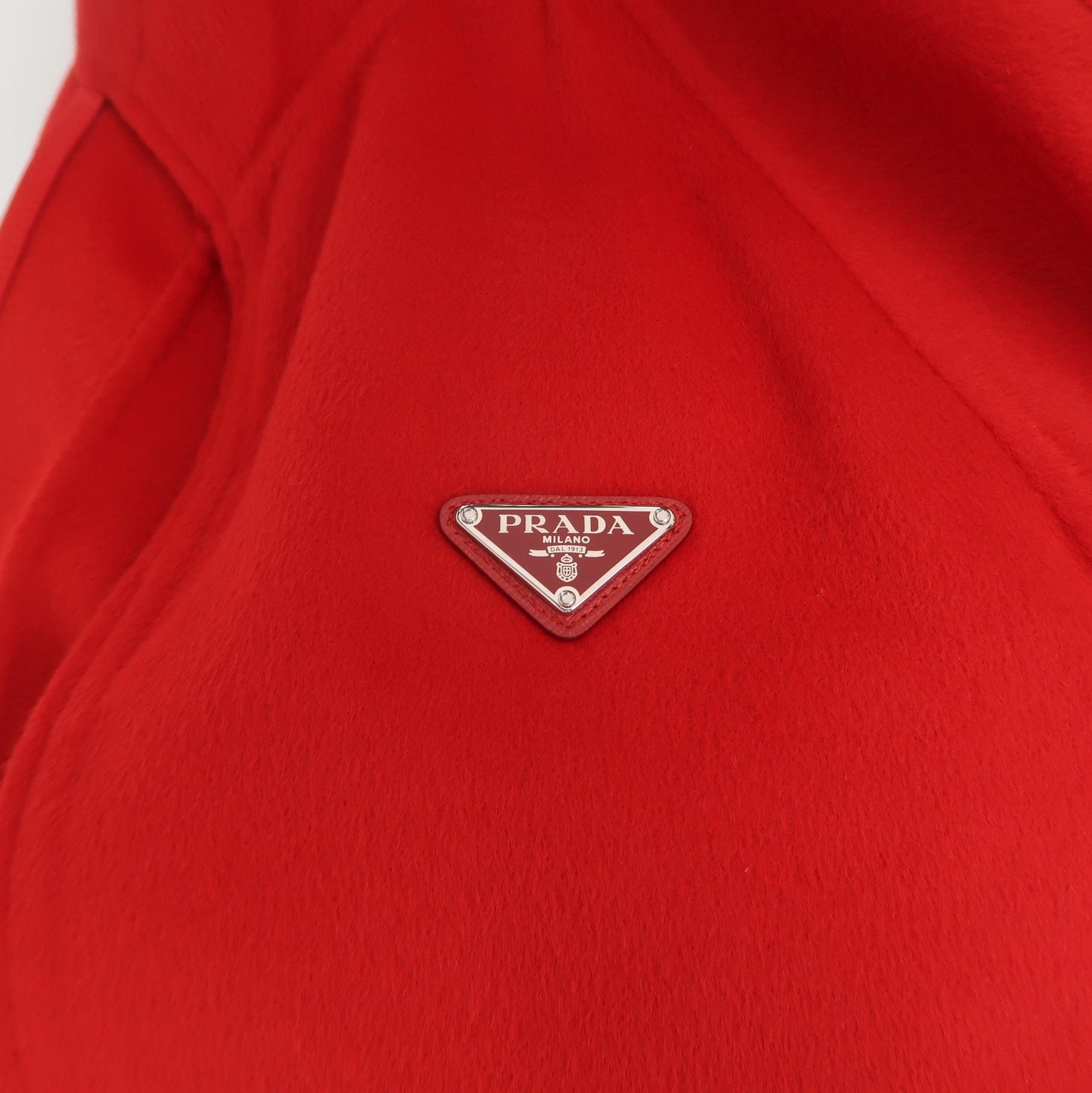 Prada Prada Red Wool Rabbit Fur Hooded Coat 0079 Size US M / EU 48-50 / 2 - 3 Thumbnail