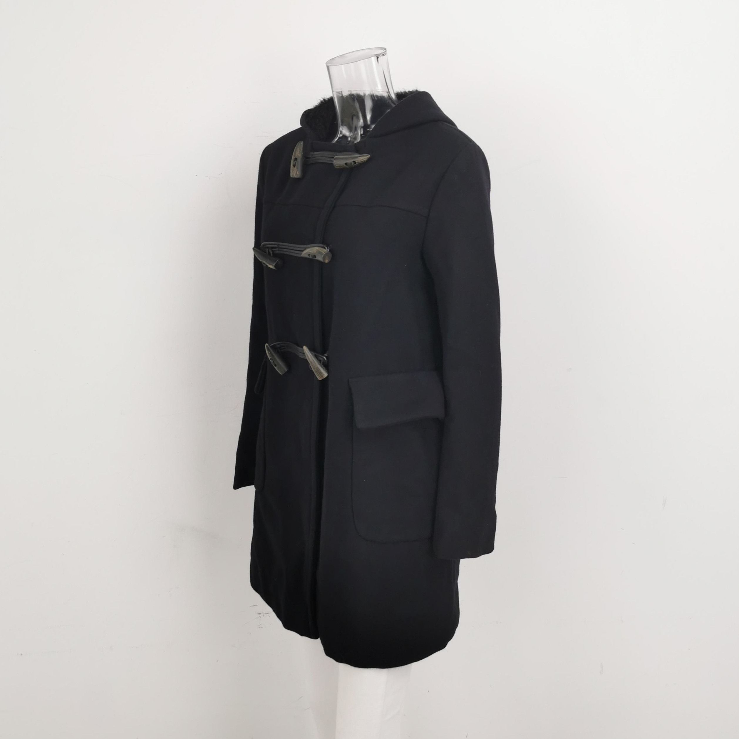 Prada Prada Black Wool Hooded Toggle Coat 0079 Size US M / EU 48-50 / 2 - 2 Thumbnail