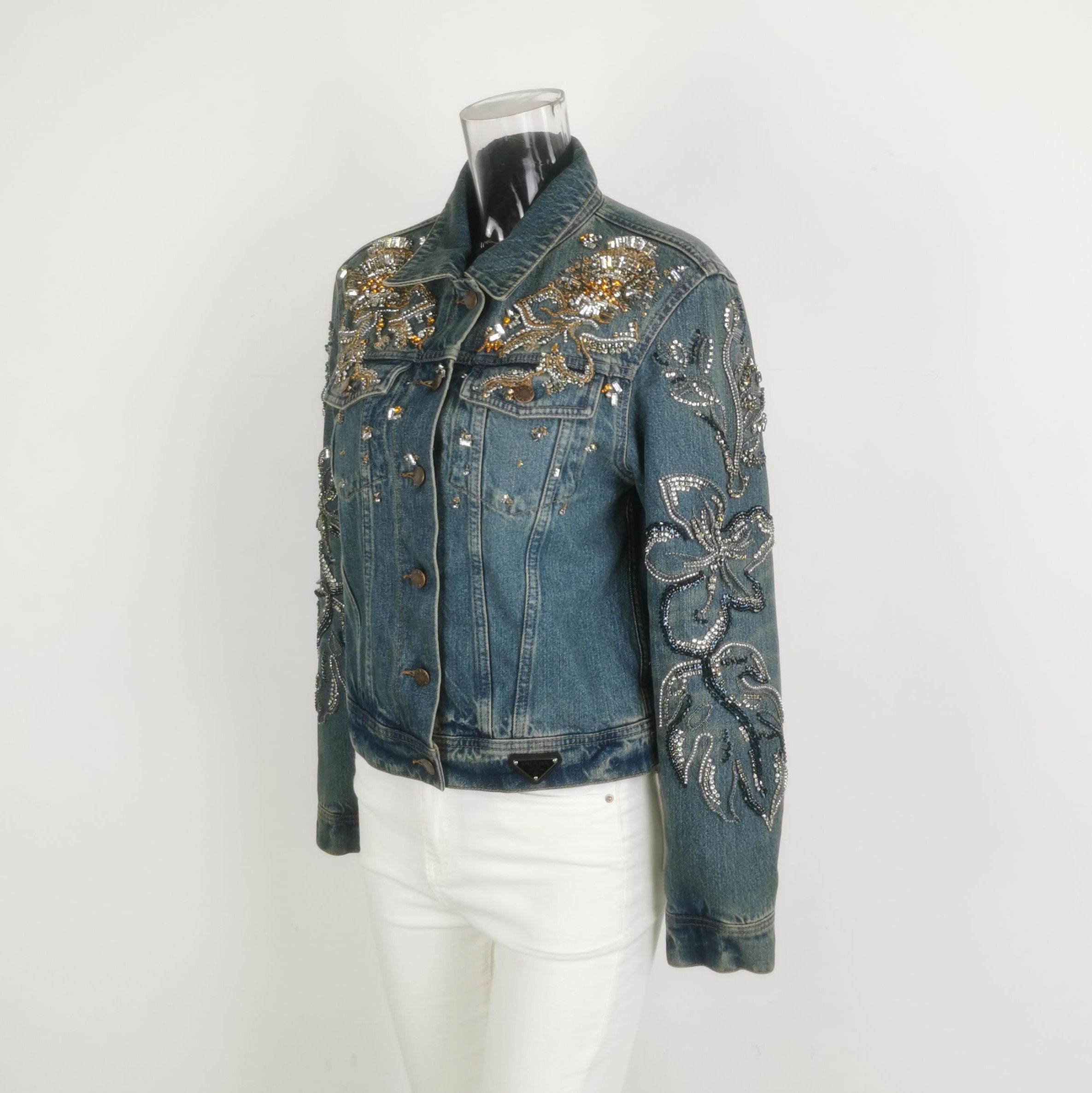 Prada Prada Bejeweled Denim Jacket for Stylish Elevation 0079 Size US S / EU 44-46 / 1 - 2 Thumbnail