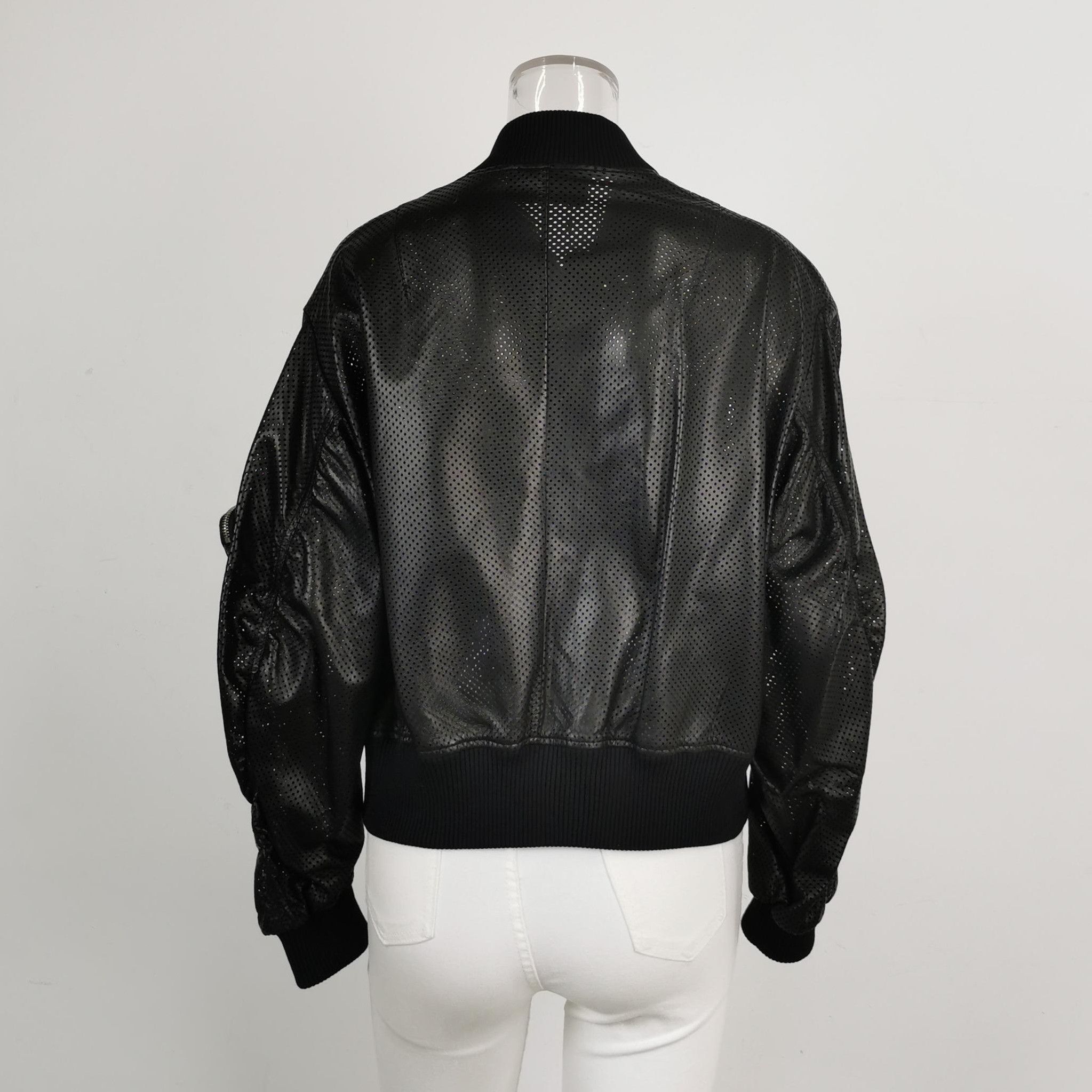 Prada Prada Black Leather Logo Zip Bomber Jacket 0079 Size US L / EU 52-54 / 3 - 2 Thumbnail