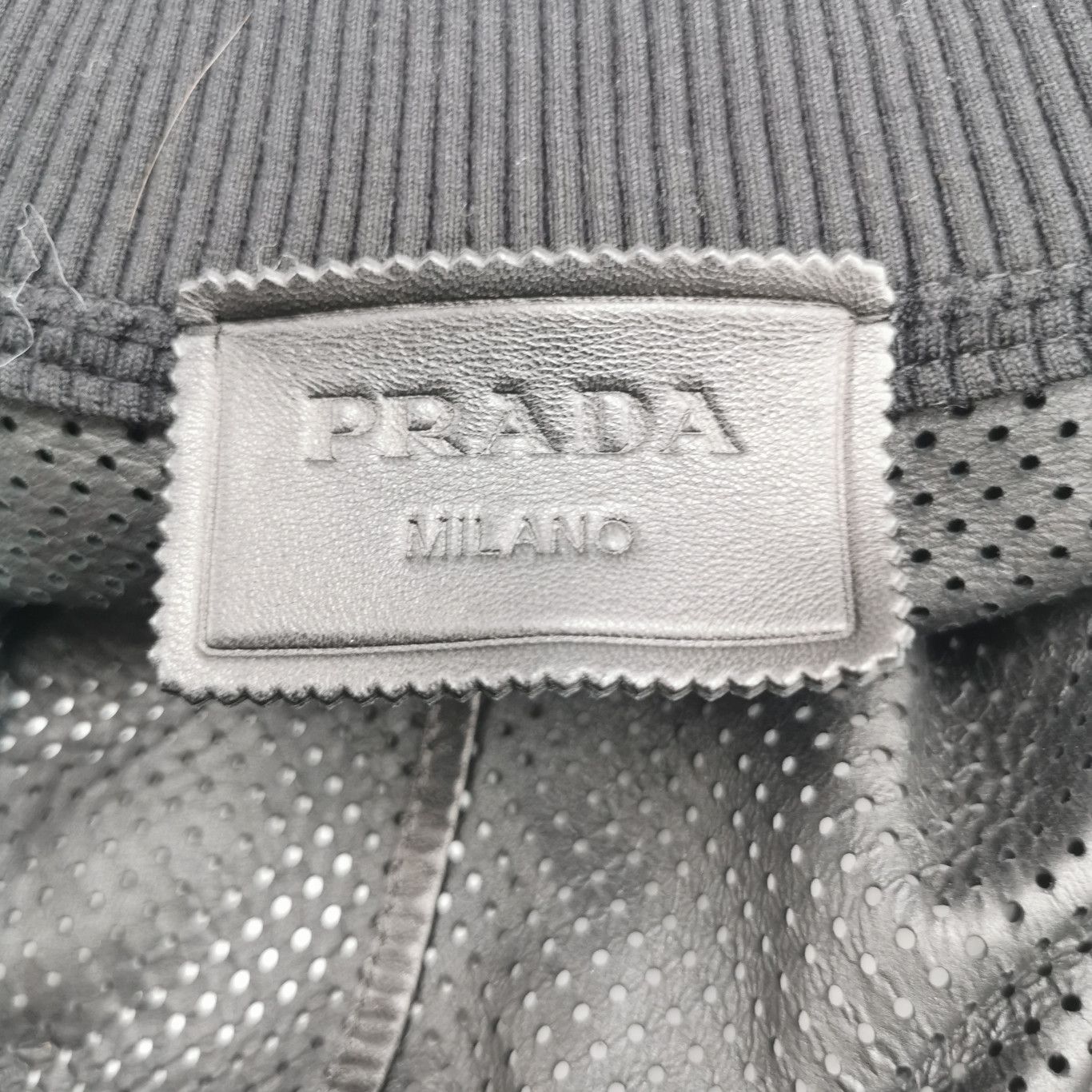 Prada Prada Black Leather Logo Zip Bomber Jacket 0079 Size US L / EU 52-54 / 3 - 7 Thumbnail