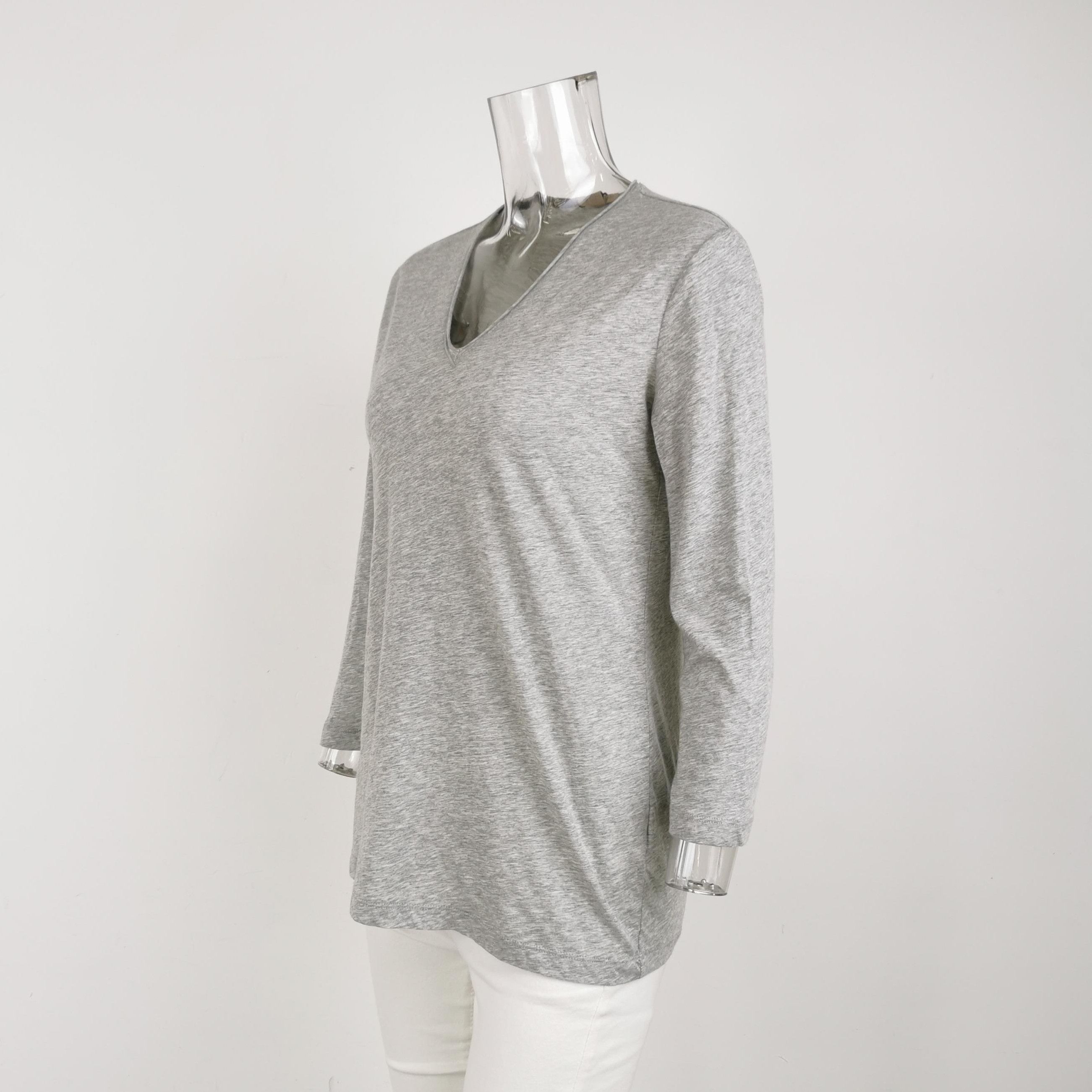 Burberry Burberry Brit Gray V-Neck Long Sleeve T-Shirt 0079 Size US M / EU 48-50 / 2 - 2 Thumbnail