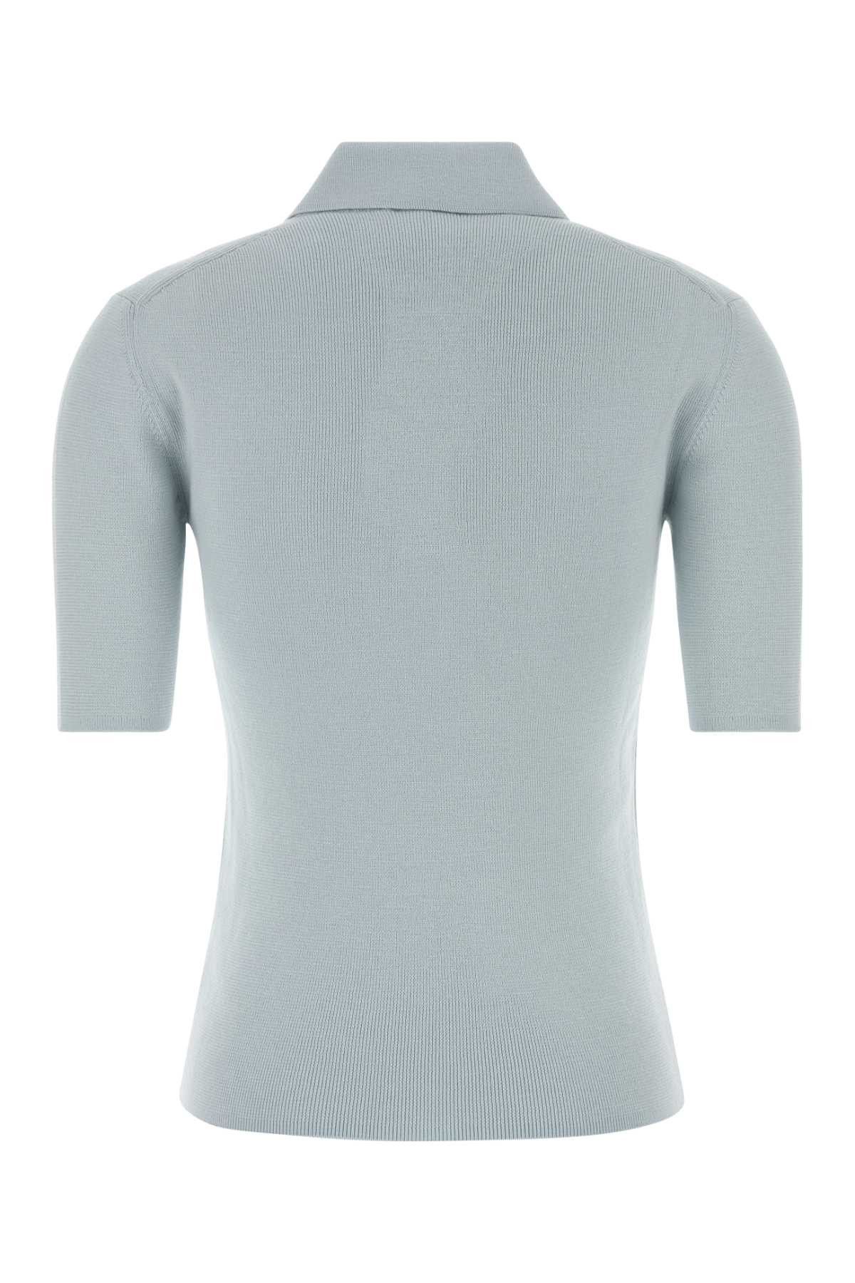 Jil Sander Pastel Light-Blue Wool Polo Shirt Size S / US 4 / IT 40 - 2 Thumbnail