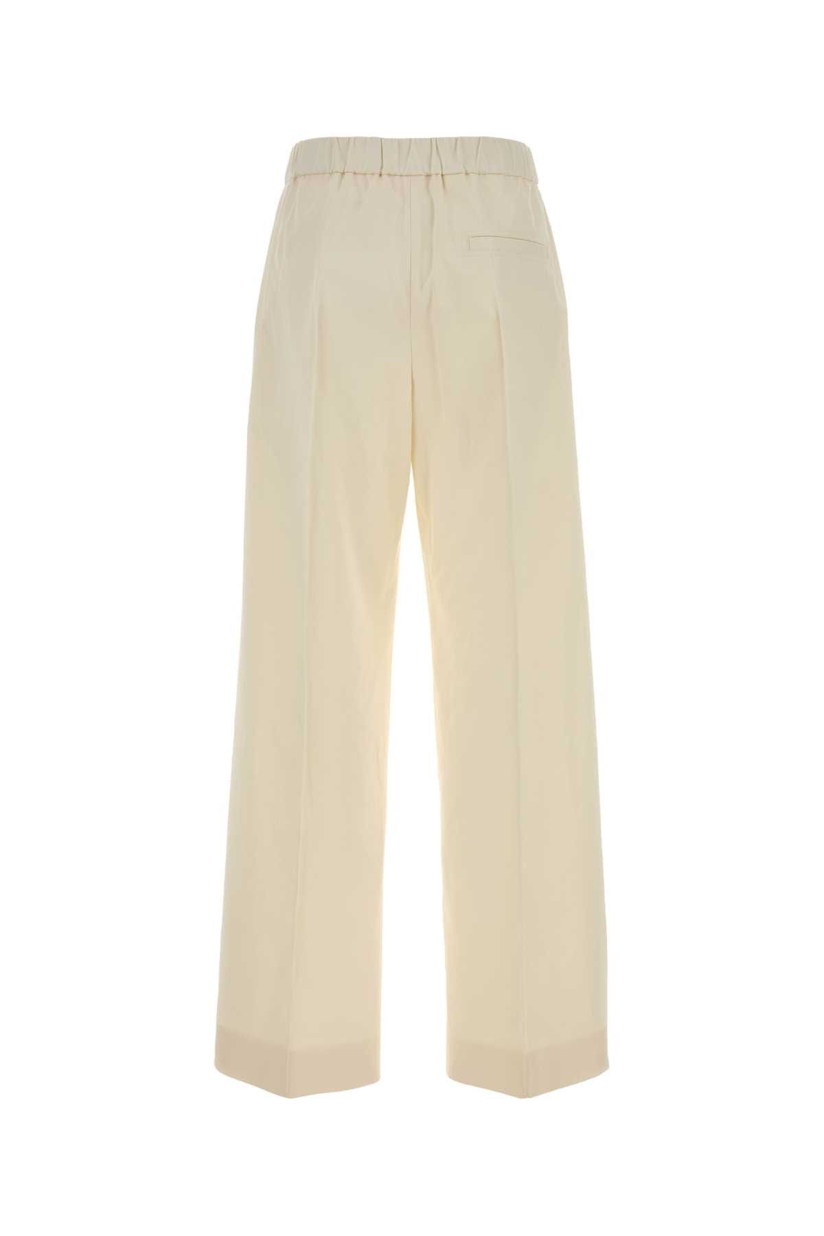 Jil Sander Ivory Cotton Wide-Leg Pant Size 27" / US 4 / IT 40 - 2 Thumbnail