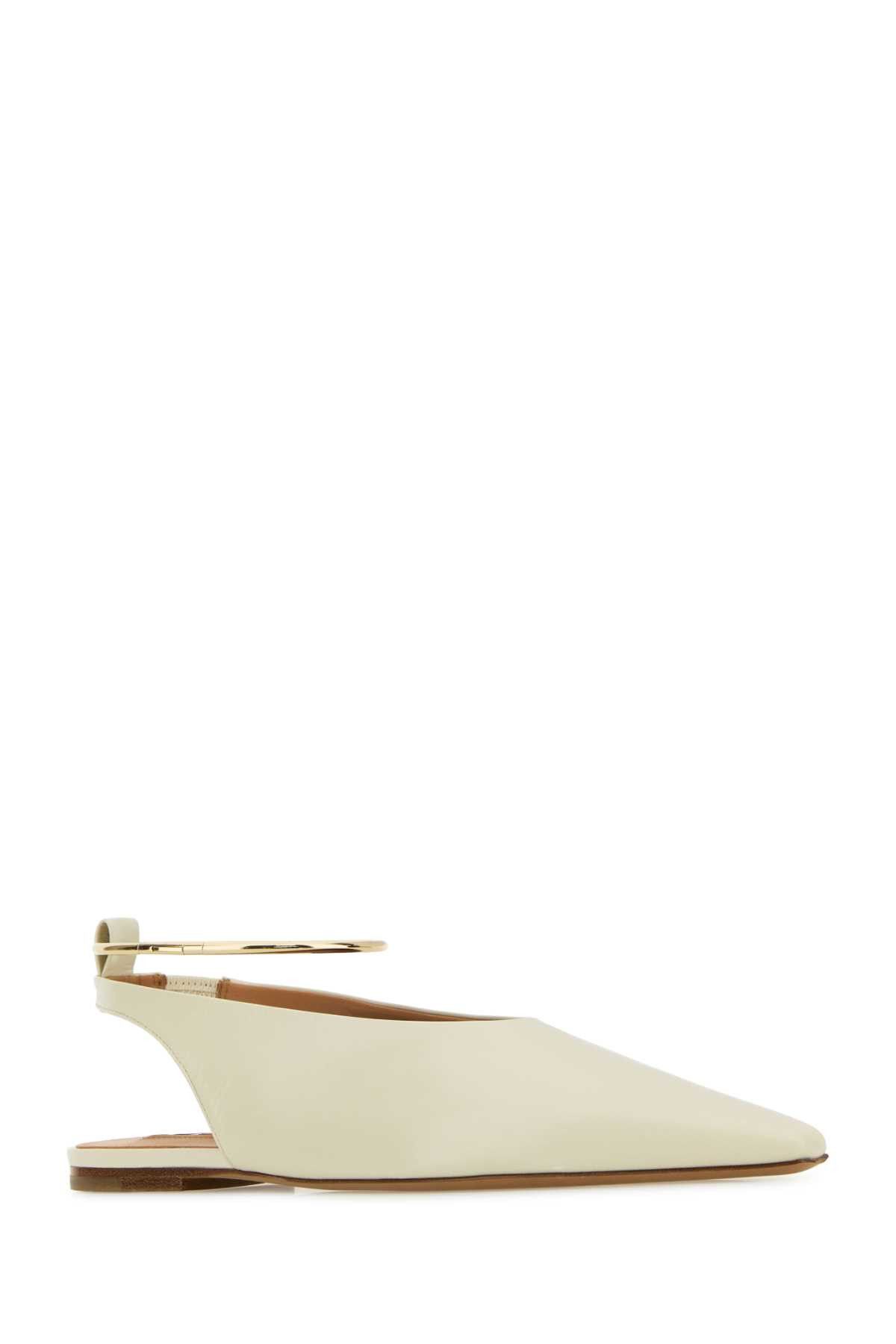 Jil Sander Ivory Leather Ballerinas Size US 7 / IT 37 - 2 Thumbnail