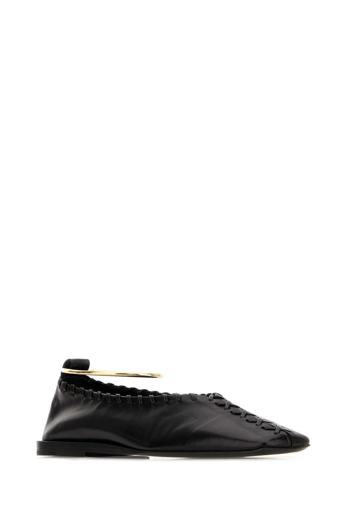Jil Sander Black Leather Ring Ballerinas Size US 6.5 / IT 36.5 - 2 Thumbnail