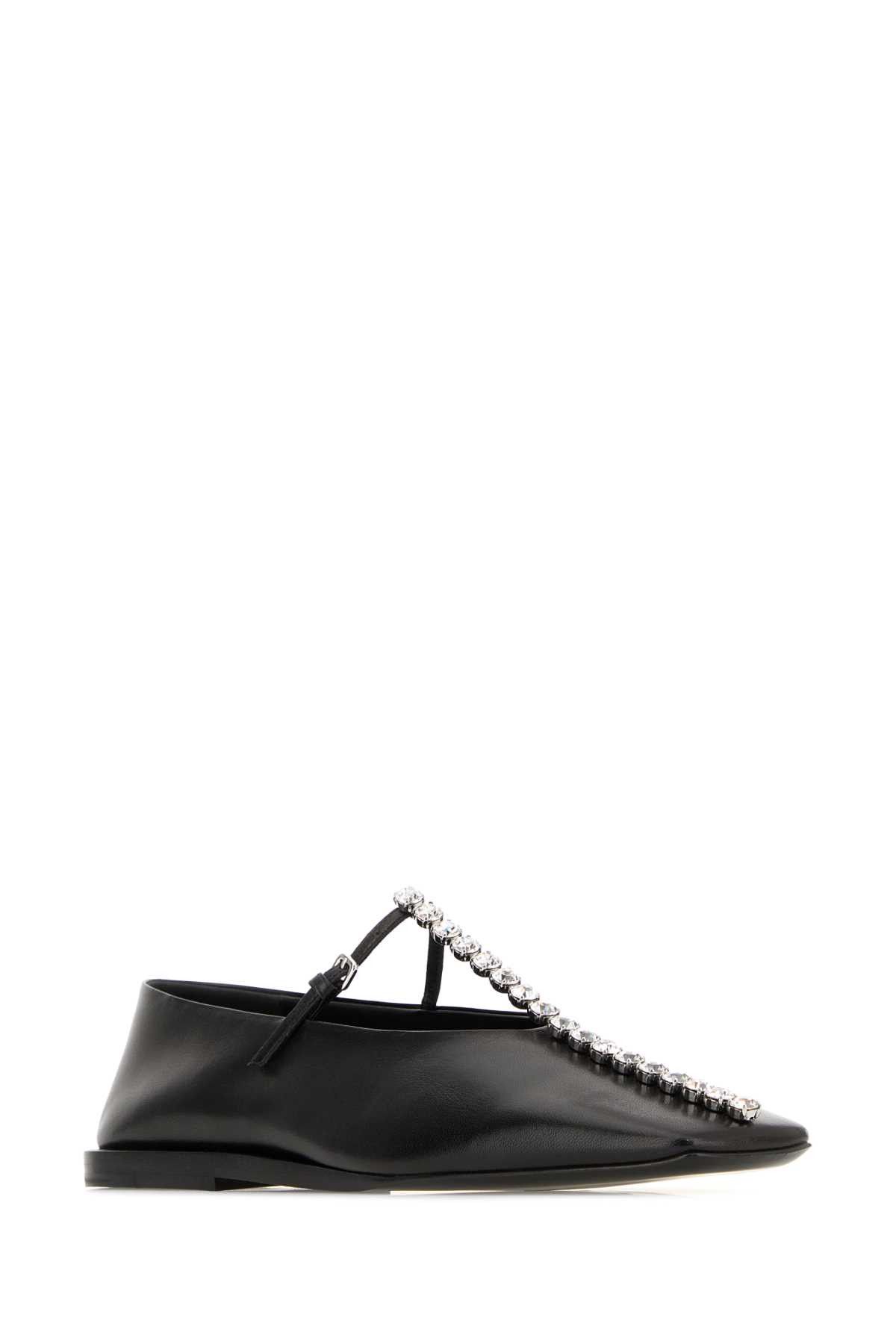 Jil Sander Black Leather Ballerinas Size US 8 / IT 38 - 2 Thumbnail