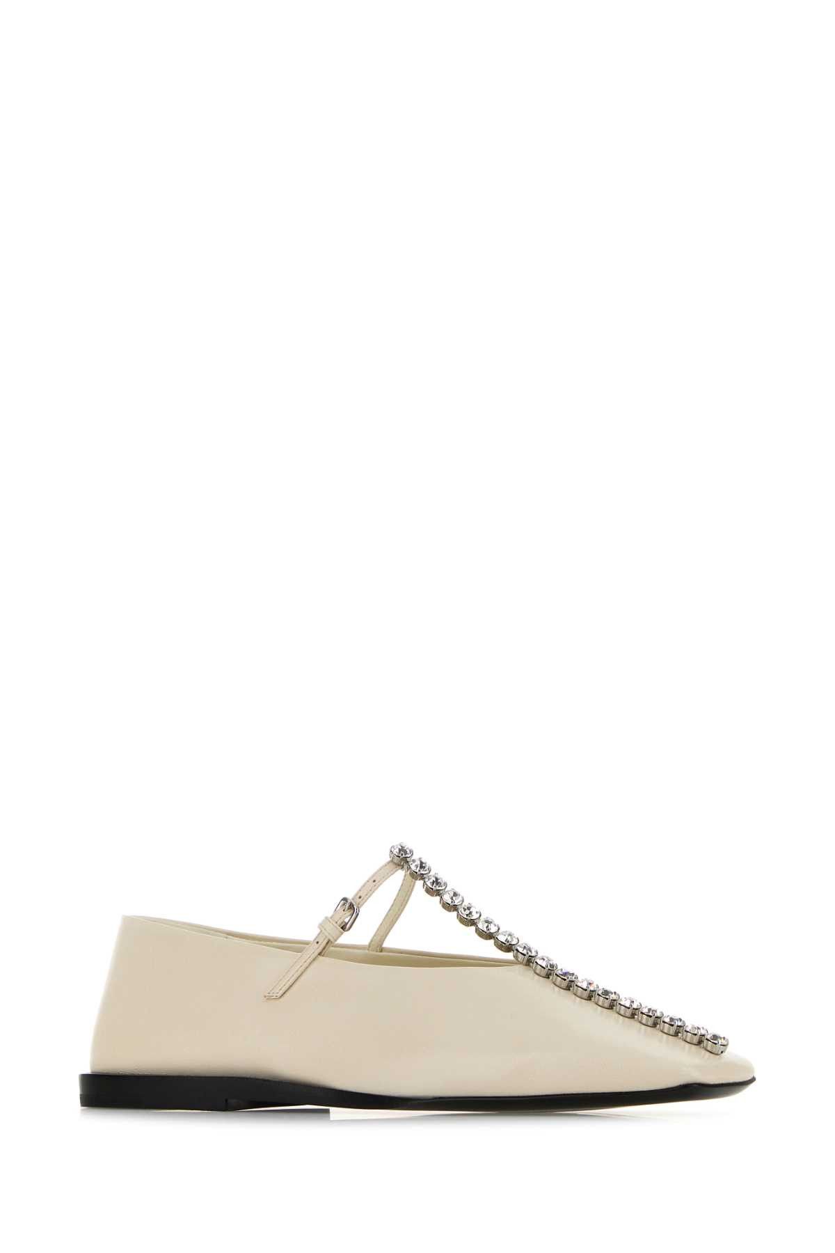 Jil Sander Ivory Leather Ballerinas Size US 7 / IT 37 - 2 Thumbnail